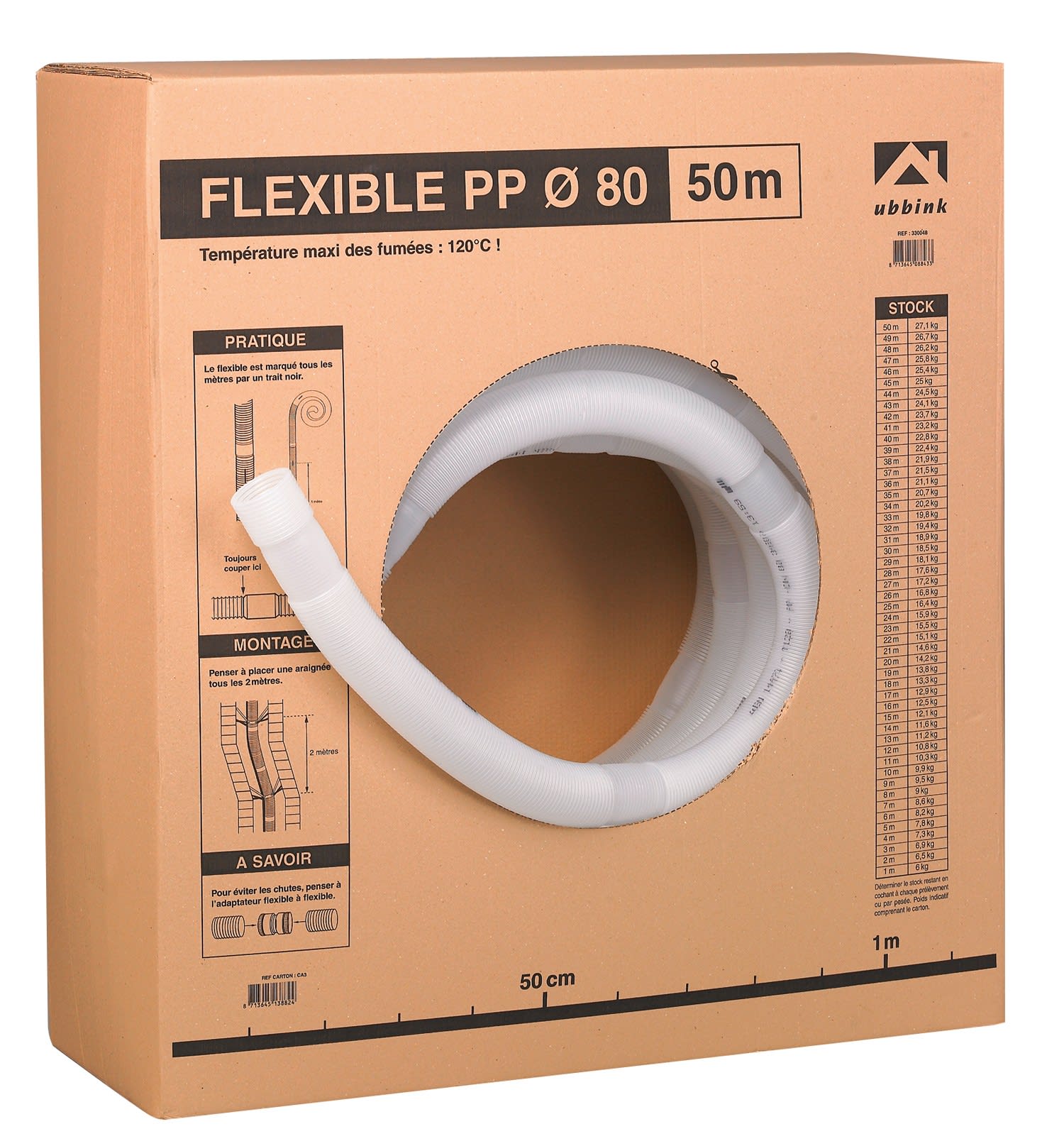 Ubbink France - Conduit flexible Renolux Chemilux Condensation D80mm PPtl long.25m