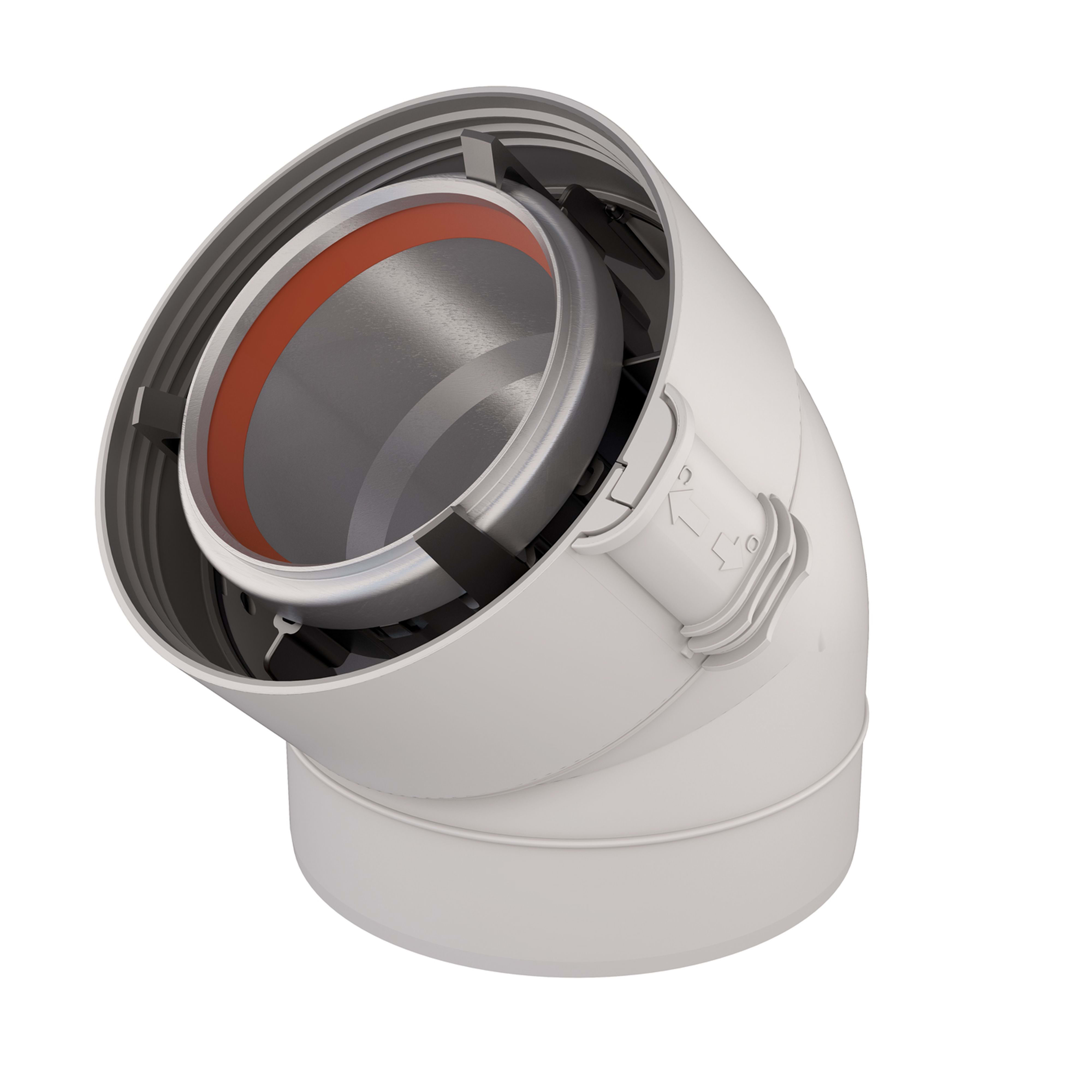 Ubbink France - Coude 45° Rolux Gaz D80/125mm ALU/PVC système Sekurit