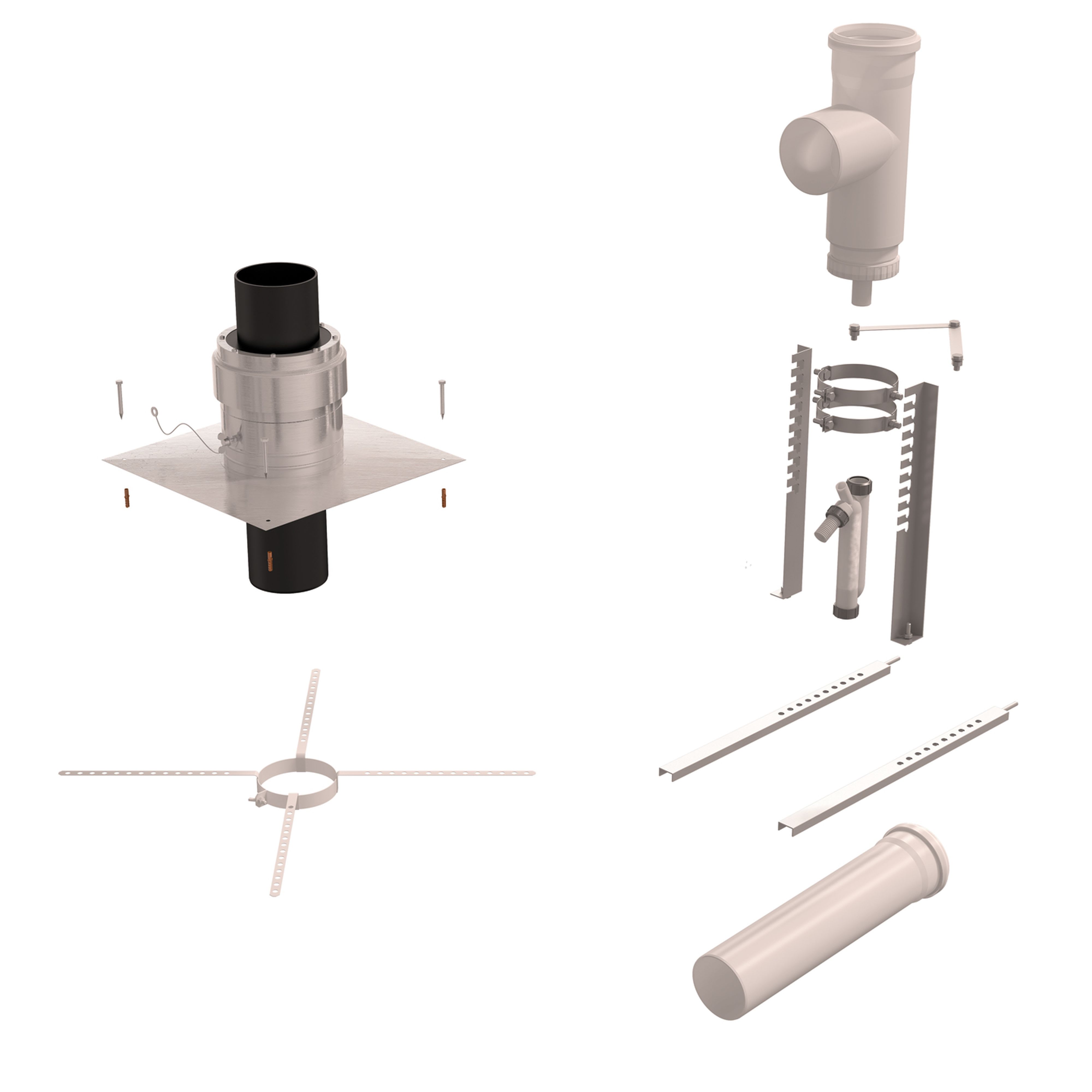 Ubbink France - Kit mural B22-B23 Chemilux Condensation D125mm conduit flexible, inox