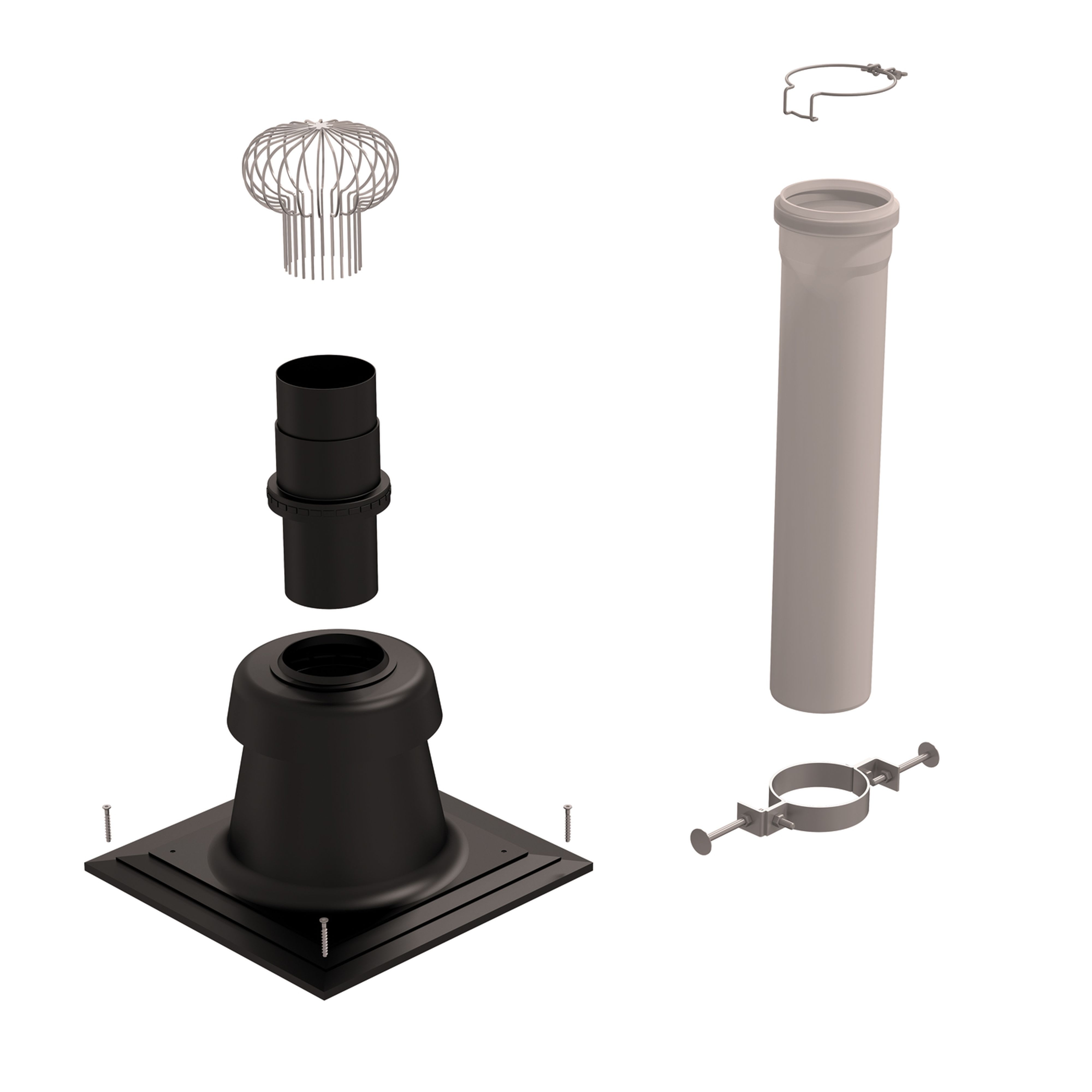 Ubbink France - Kit B22p-B23p Chemilux entrée plafond D110 noir pour flexible