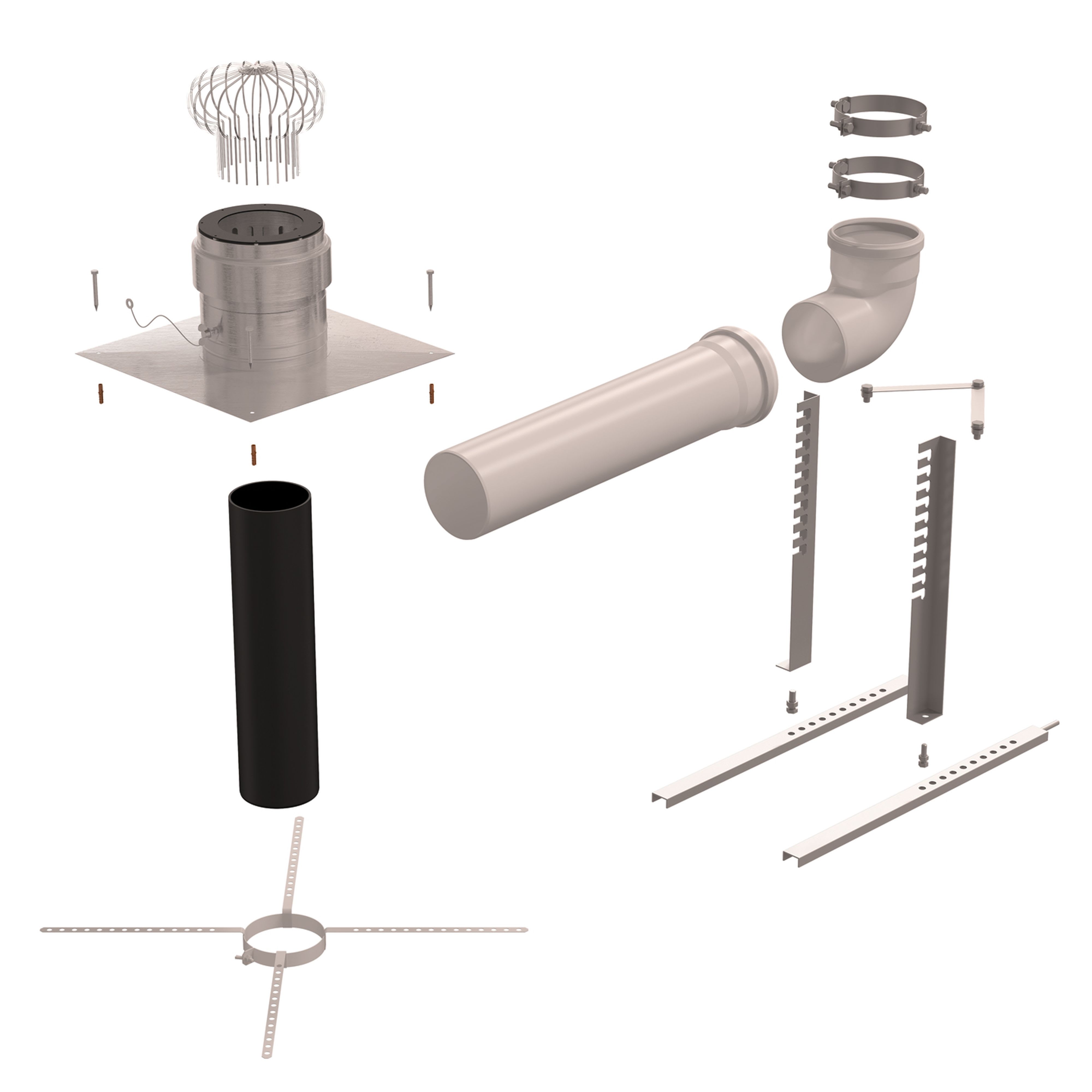 Ubbink France - Kit mural B22p-B23p Chemilux Condensation D160mm conduit flexible, inox