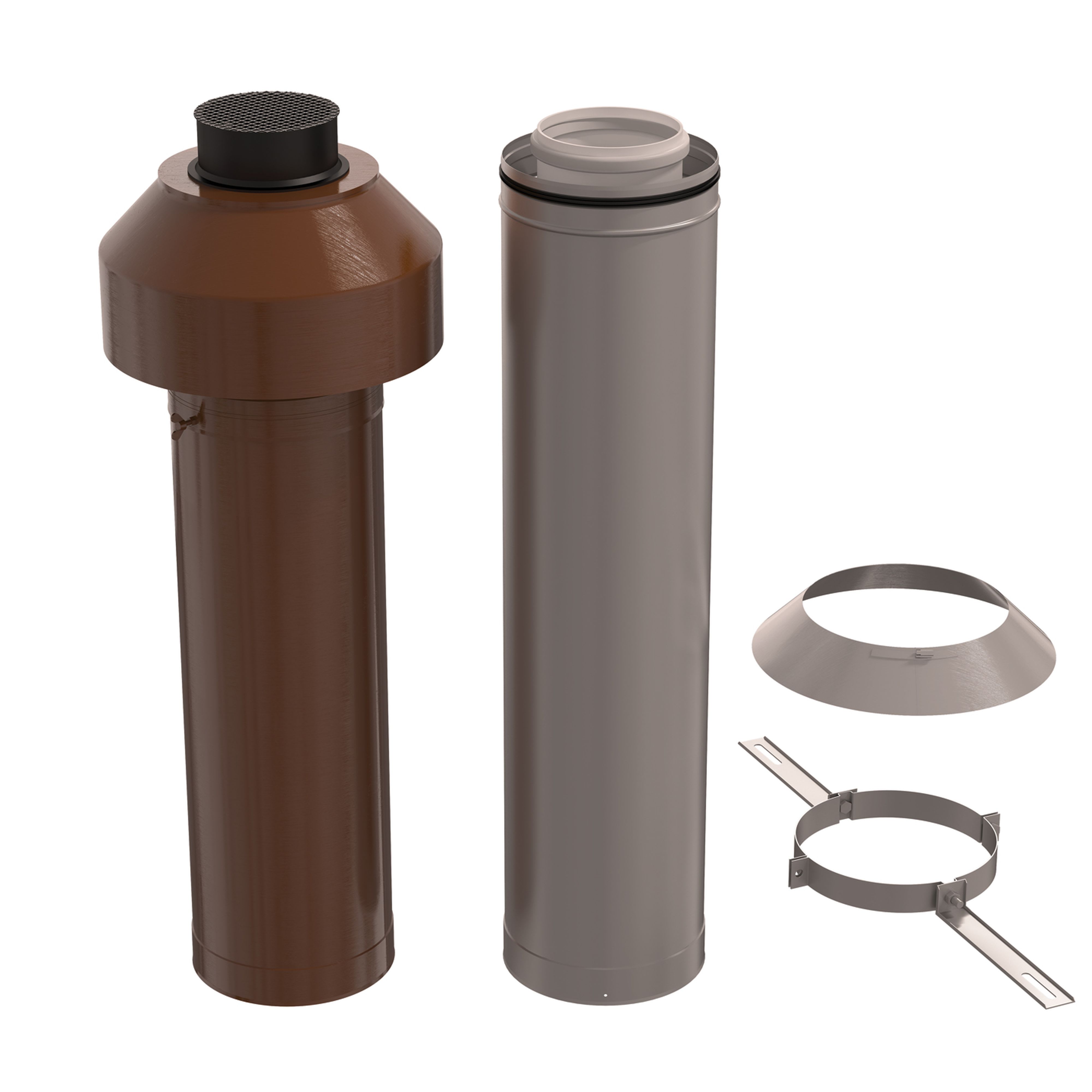 Ubbink France - Kit Toiture 3CET concentrique D200/300mm haut.1500mm avec terminal ocre