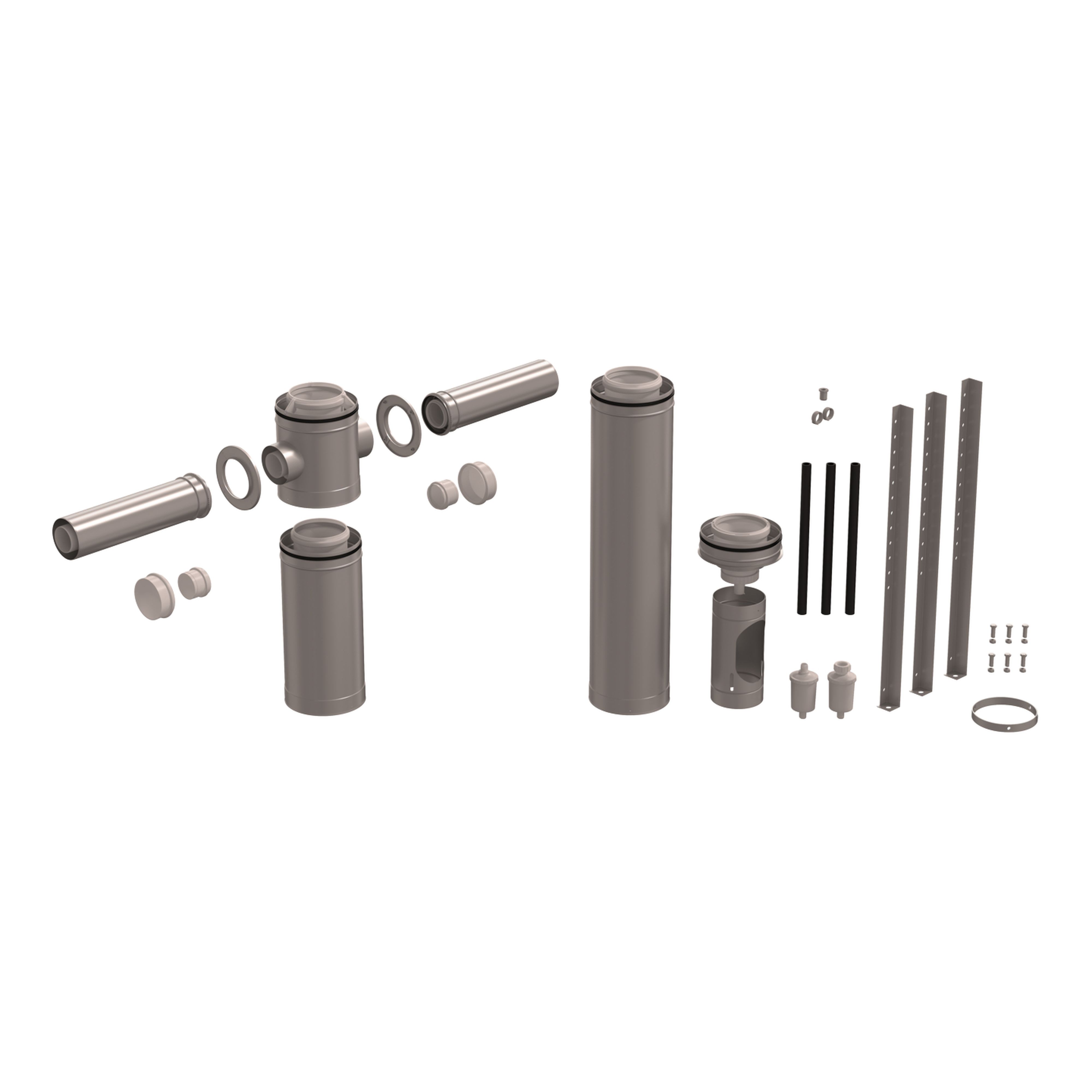 Ubbink France - Kit départ 3CET concentrique D200/300mm 2 Appareils à 180° avec support trépied