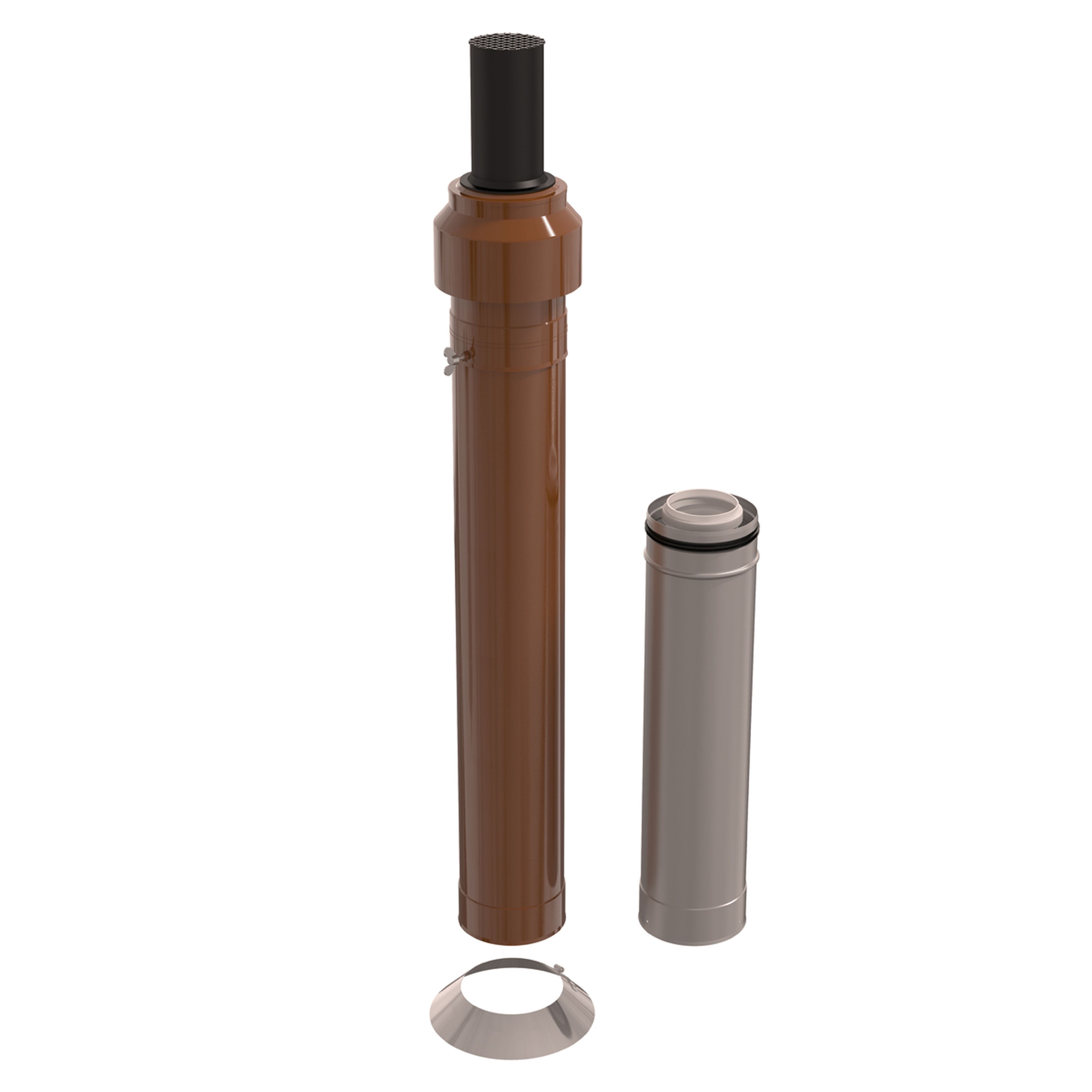 Ubbink France - Kit 3CEp de toiture D80/130mm PPtl/acier haut.2000mm avec terminal ocre