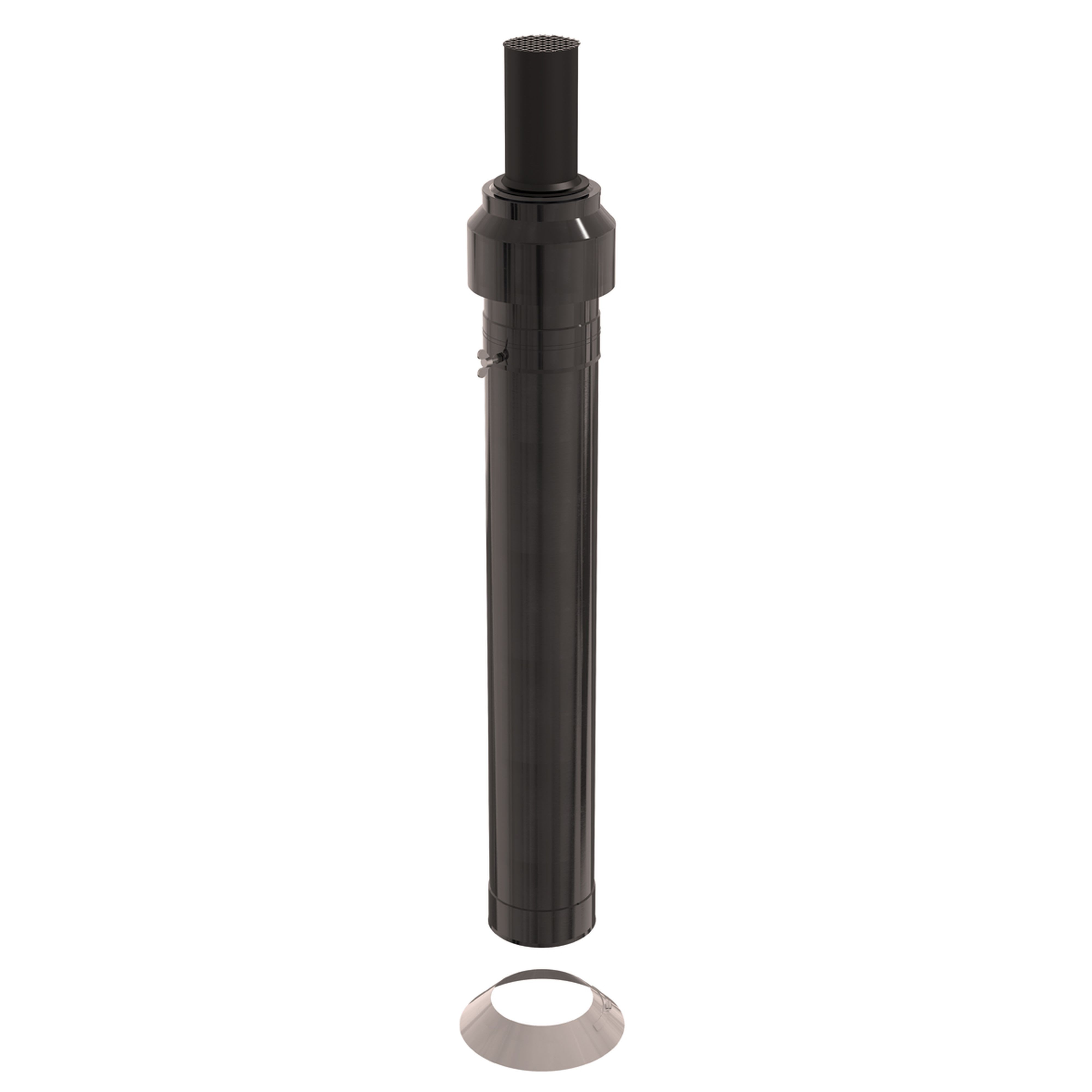 Ubbink France - Kit 3CEp de toiture D80/130mm PPtl/acier haut.1500mm avec terminal noir