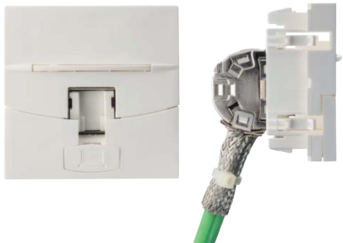 Corning - Prise RJ45 Cat 6 STP Blindée 45x45, Blanc (ancienne réf K6S45W)