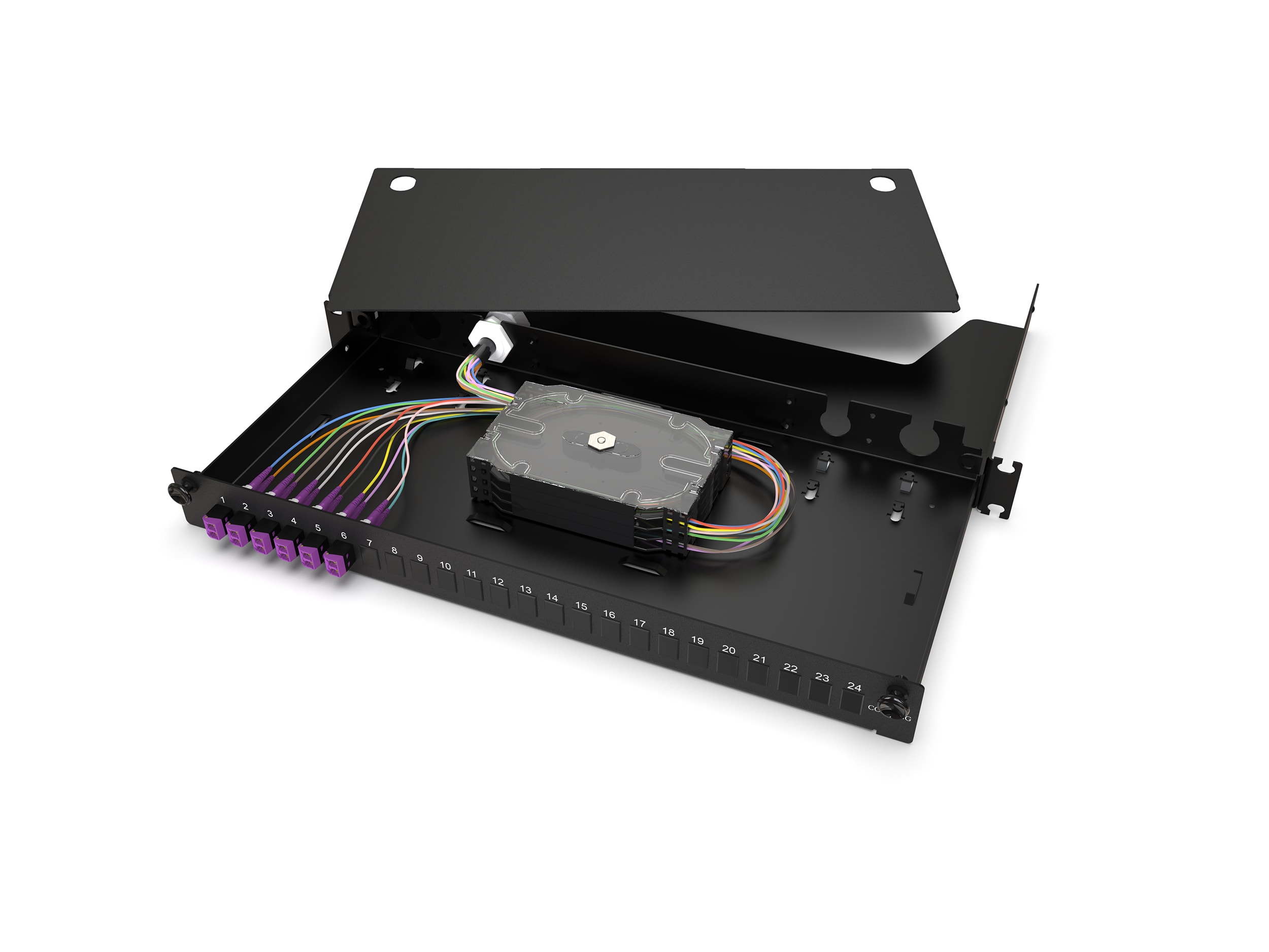 Corning - Tiroir optique LAN1, 1U avec 6 rac LC duplex MM et 12 pig OM4 pour 12FO - NO