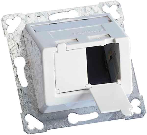 Corning - Plaque murale 2 ports, inclinée, en saillie, 2 modules LAN, blanc