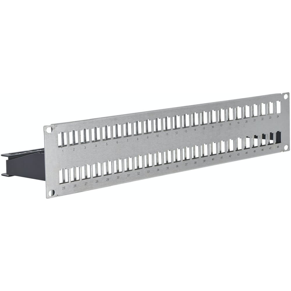 Corning - Panneau 48 ports 2U alu brossé RJ45, non équipé de connecteurs