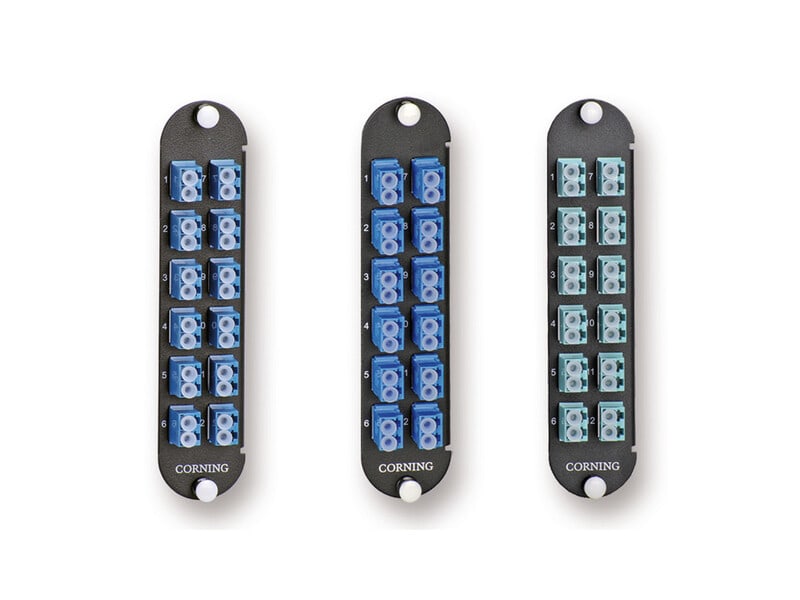 Corning - Panneau optique CCHE-CP avec 6 raccords LC duplex OM3 auto-obturants pour 12 FO