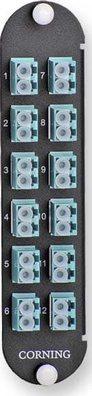 Corning - Panneau optique CCHE-CP avec 12 raccord LC duplex MM G62,5 pour 24 fibres