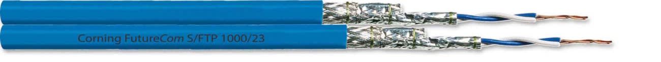 Corning - Câble Catégorie 7A S/FTP LSZH-3 AWG23 Dca 500M 2x4 paires Gaine bleue