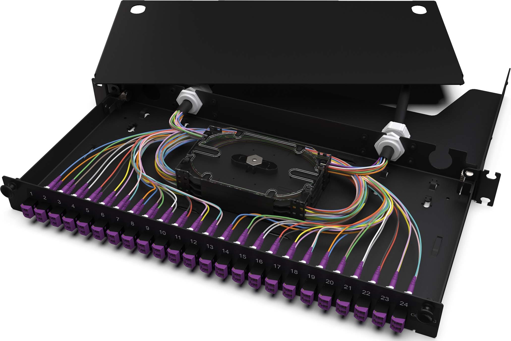 Corning - Tiroir optique LAN1, 1U avec 6 raccords LC dupl. MM auto-obtur. pour 12FO -NO