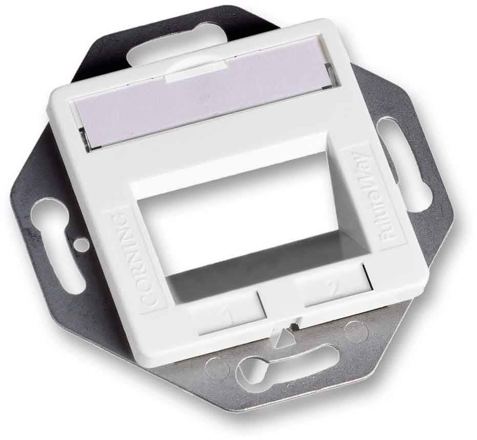 Corning - Plaque murale cuivre, 2 ports, inclinée, pour 2 x modules LAN