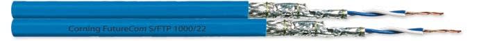 Corning - Câble Catégorie 7A S/FTP LSZH-3 AWG22 Dca 500M 2x4 paires Gaine bleue