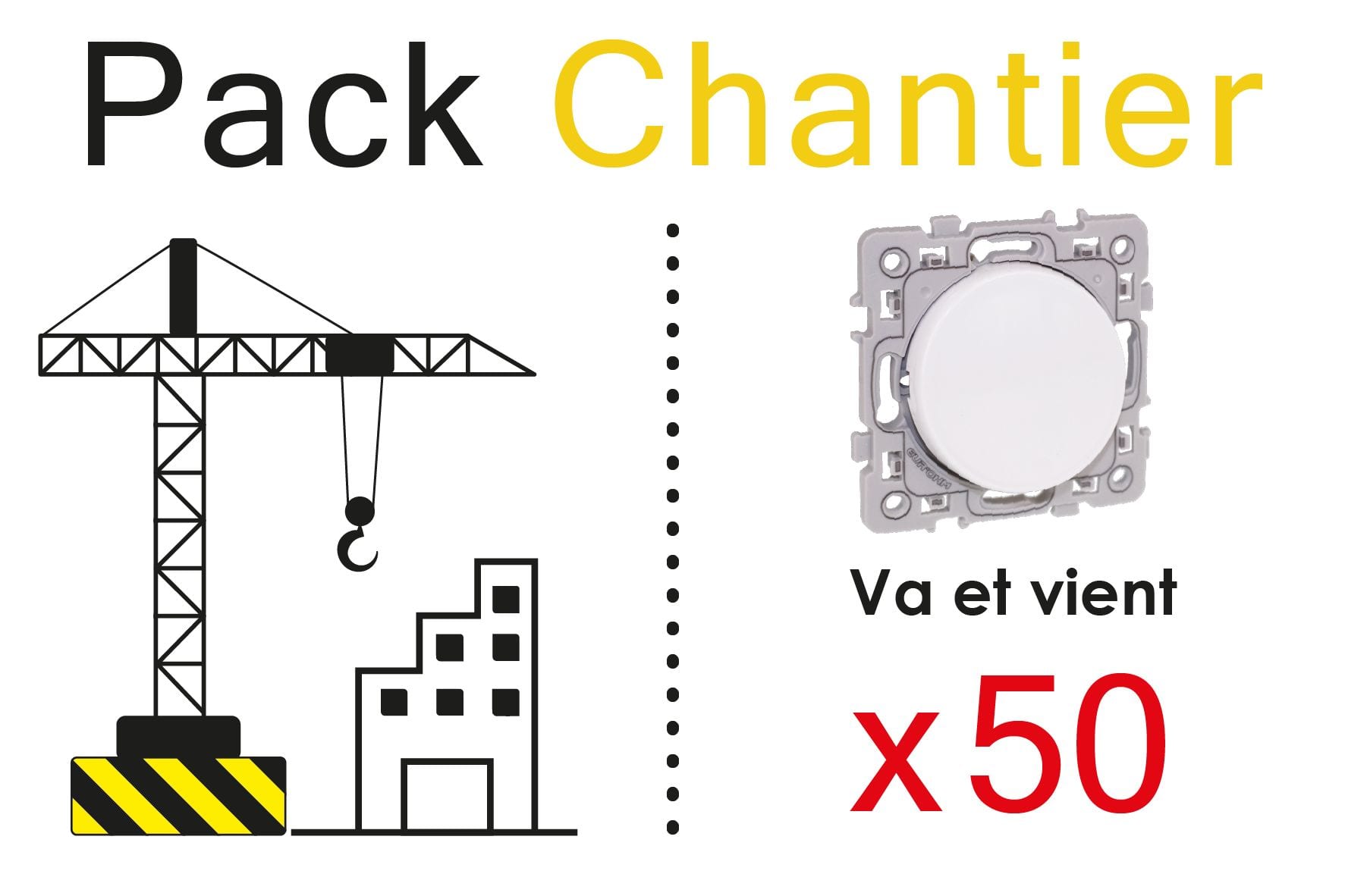 Eur Ohm - """SQUARE LOT 50 VV 10A BLC """"TOP CHANTIER"""""""