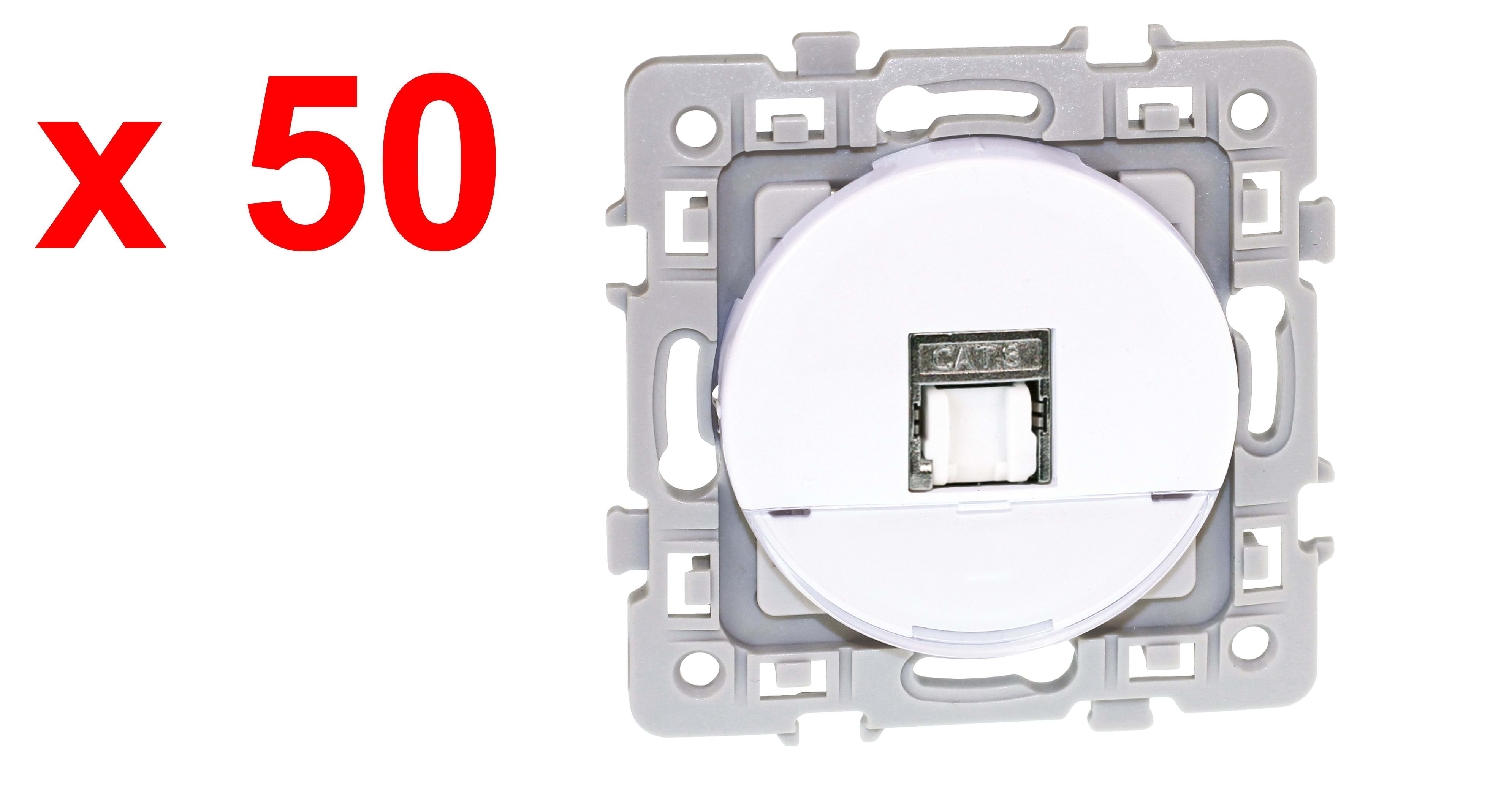 Eur Ohm - SQUARE Lot 50 RJ45 cat 6 STP (Gr2TV )BLC  "TOP CHANTIER"