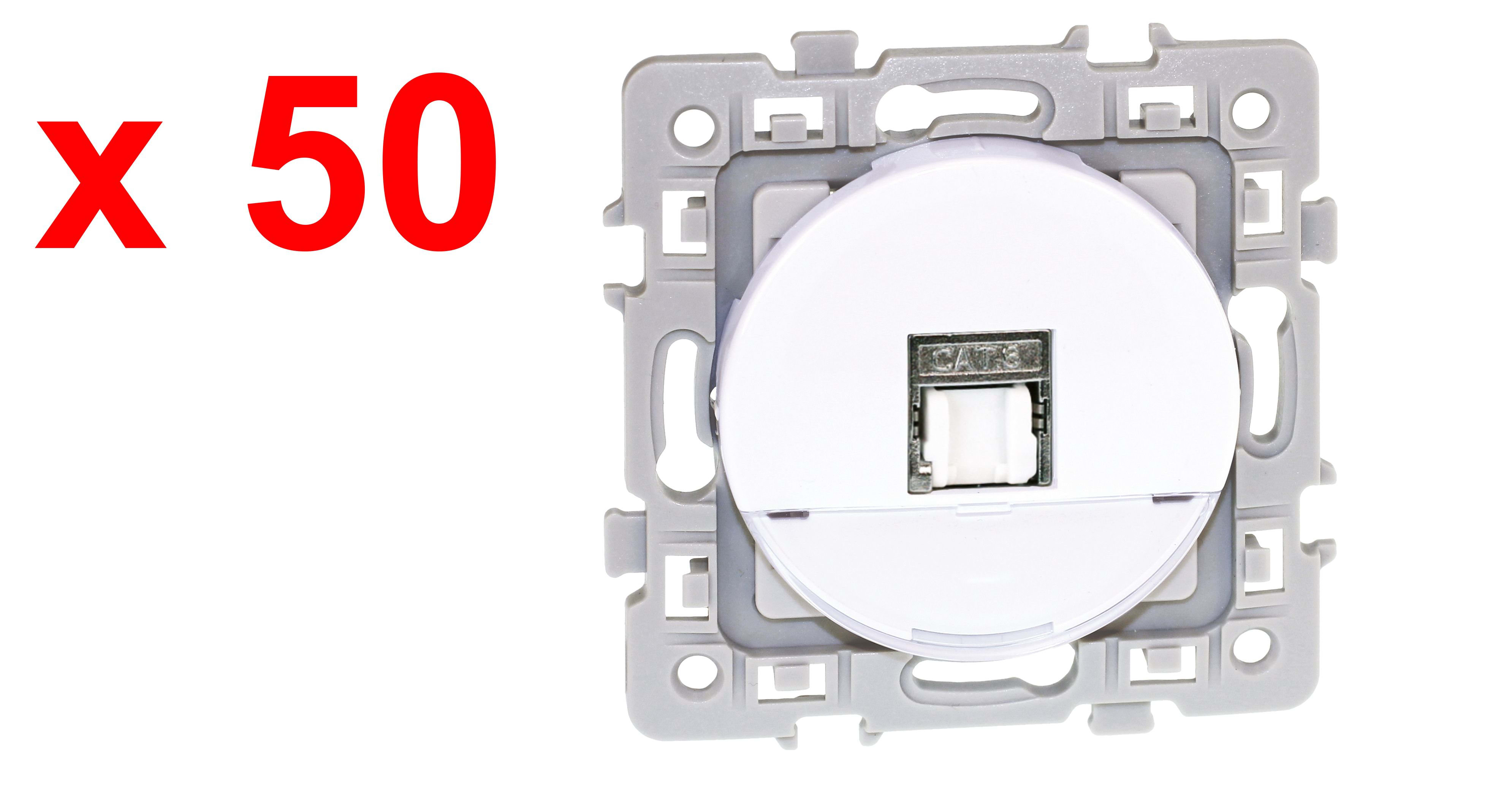 Eur Ohm - SQUARE Lot 50 RJ45 cat 6A STP (Gr3TV )BLC "TOP CHANTIER"