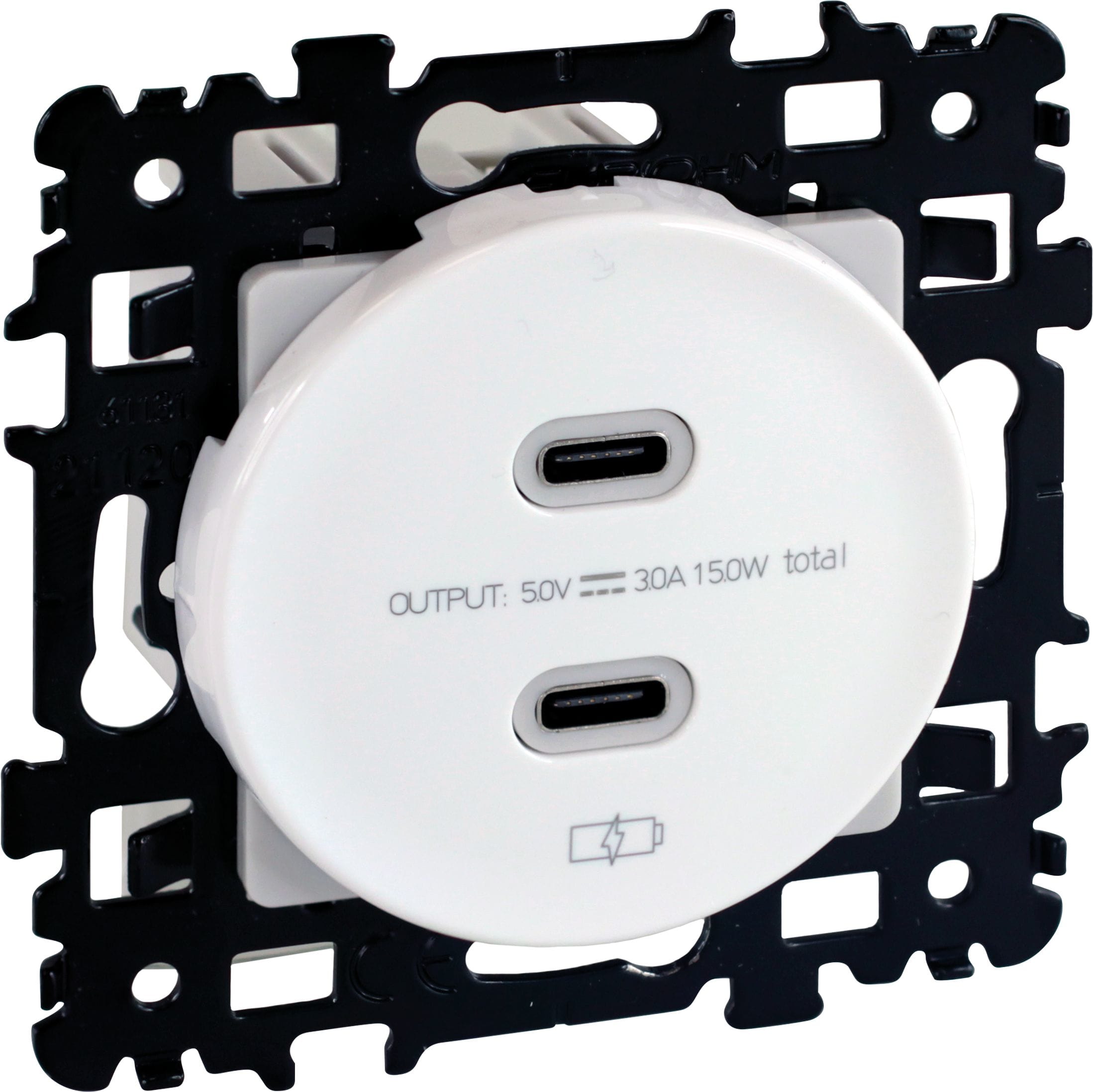Eur Ohm - SQUARE chargeur dble USB C 5,5V BLC