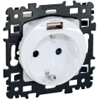 Eur Ohm - SQUARE Prise combinée Schuko + USB A - Blanc