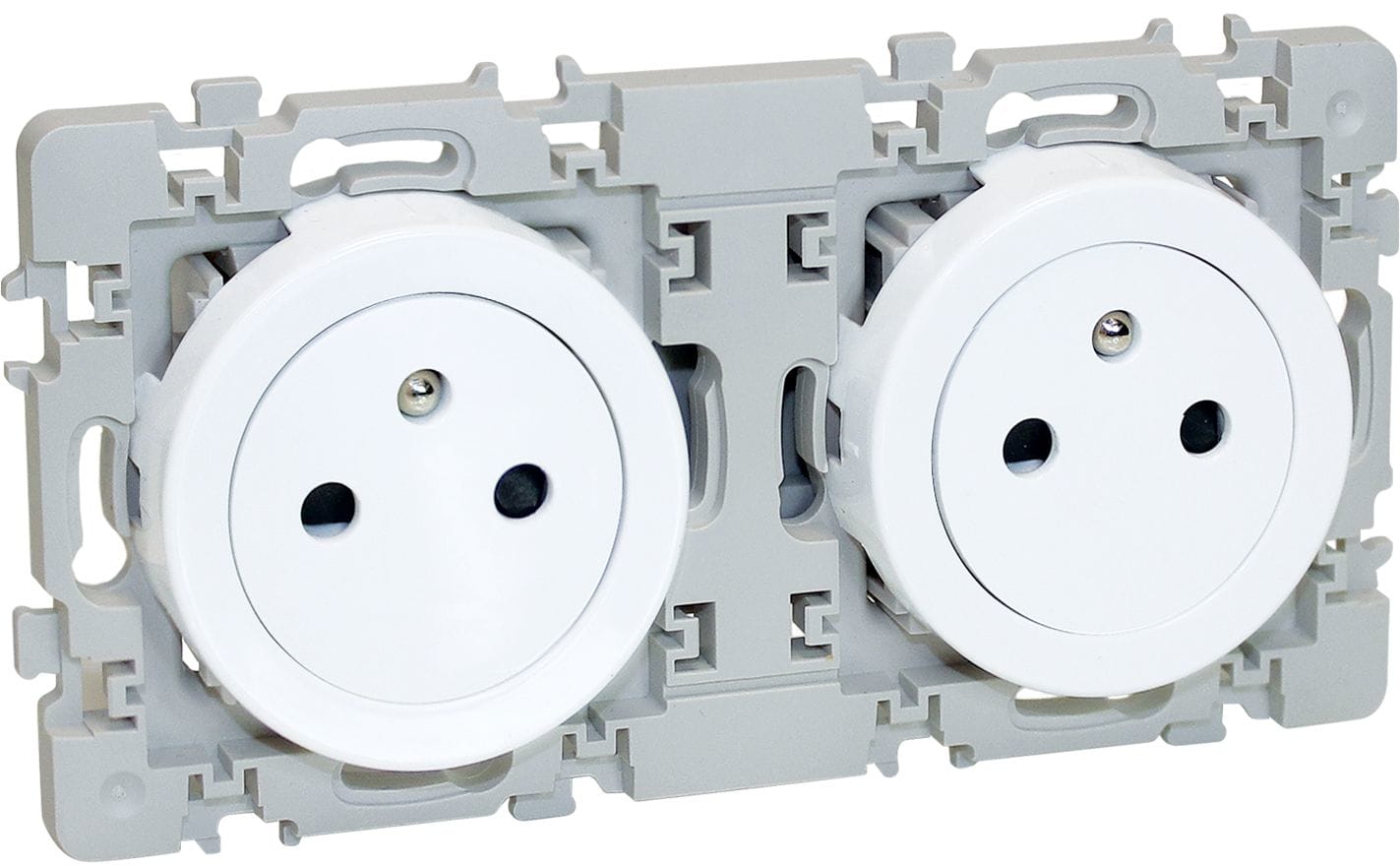 Eur Ohm - SQUARE - Double prise 2P+T affleurante - Blanc