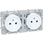Eur Ohm - SQUARE - Double prise 2P+T affleurante - Blanc