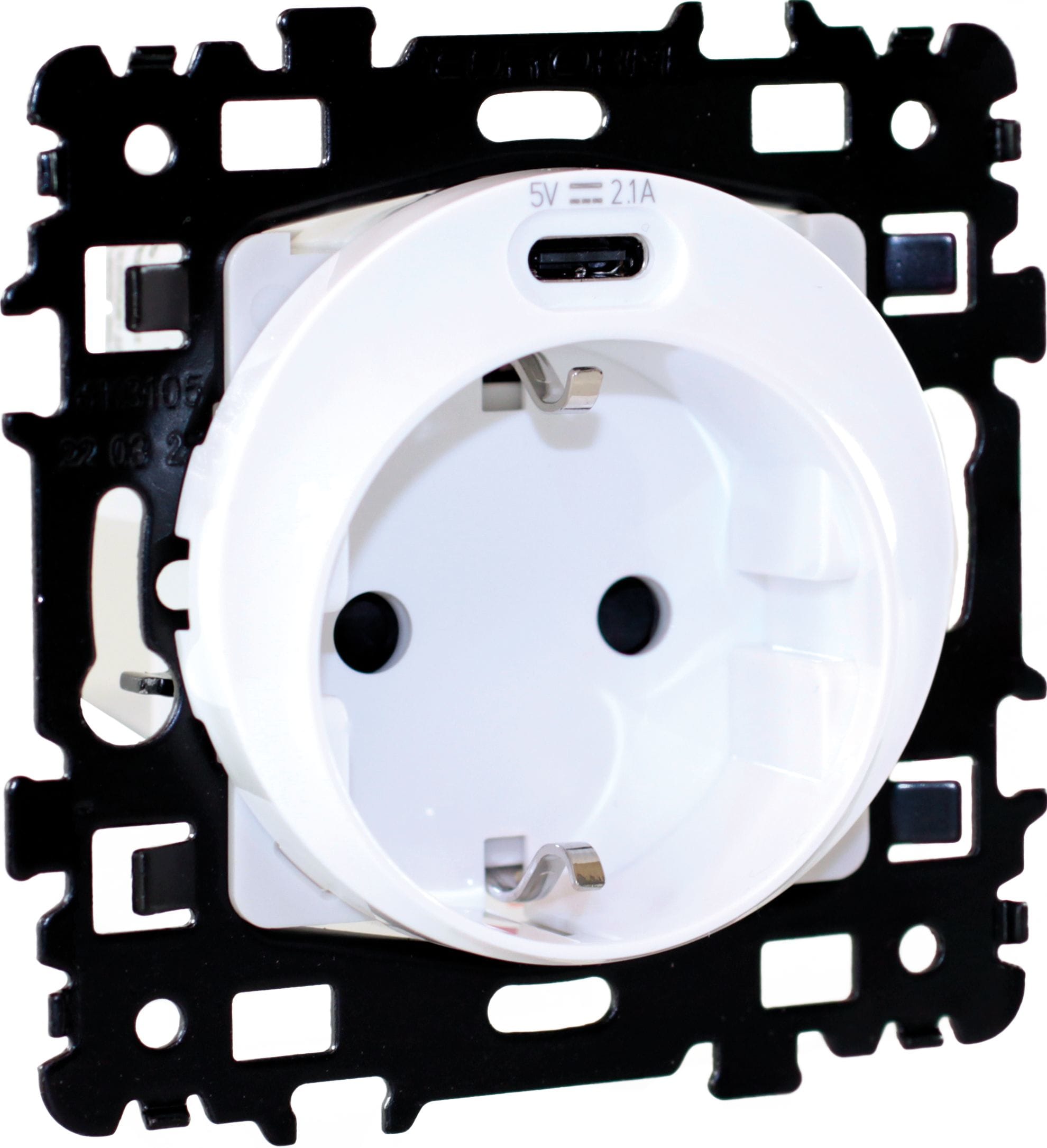 Eur Ohm - SQUARE Prise combinée Schuko + USB C - Blanc