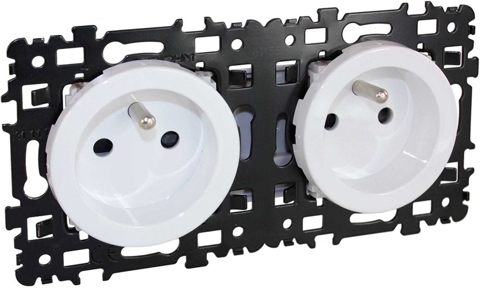 Eur Ohm - SQUARE PC Double 2P+T précab. BLC