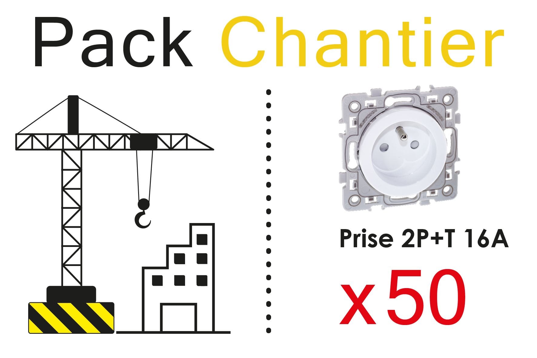 Eur Ohm - SQUARE LOT 50 PC 2P+T Puits BLC  "TOP CHANTIER"