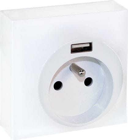 Eur Ohm - DUNE 2P+T + USB A BLANC