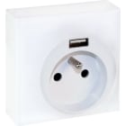 Eur Ohm - DUNE 2P+T + USB A BLANC