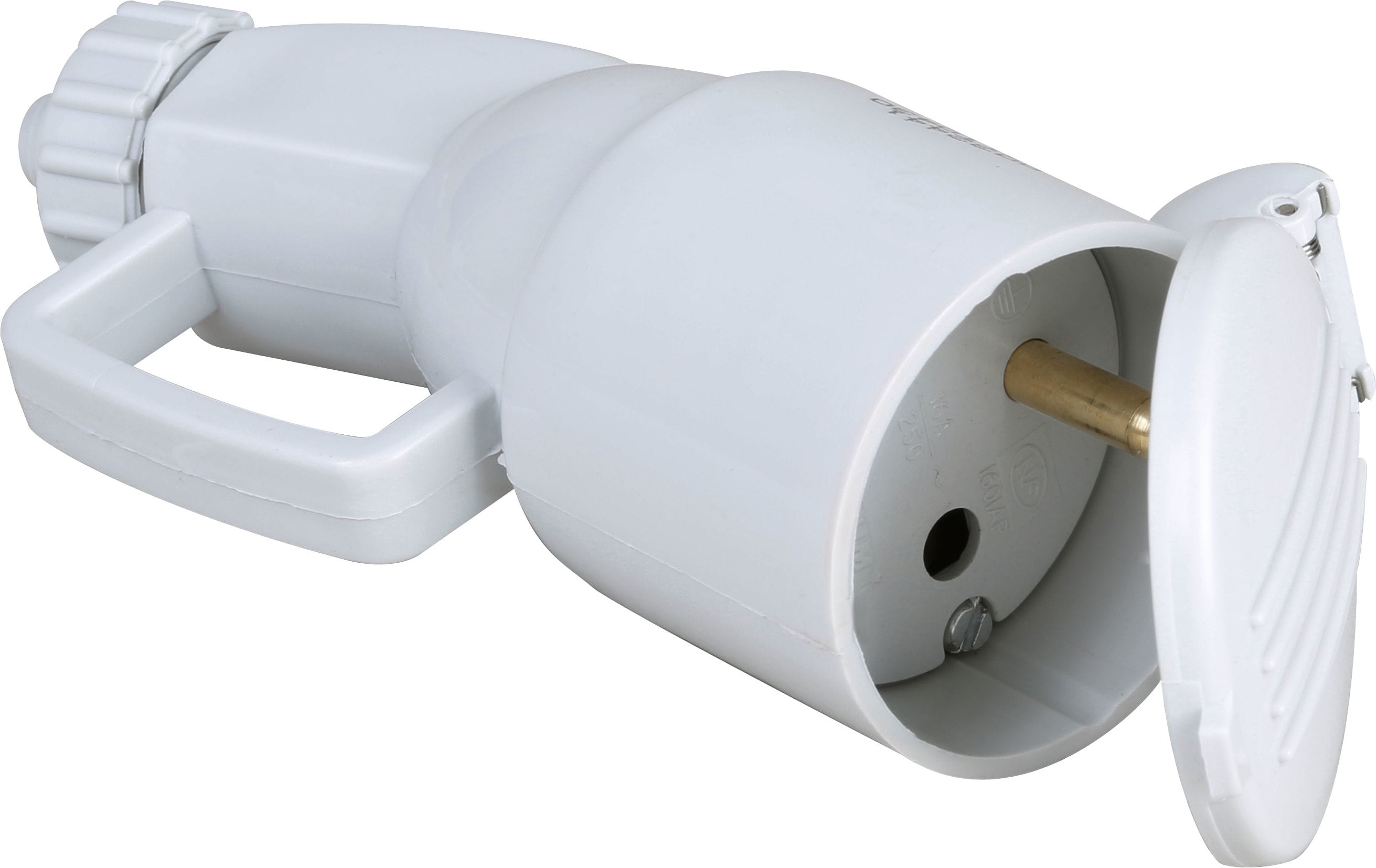 Eur Ohm - 16A fem.clapet ann.grise