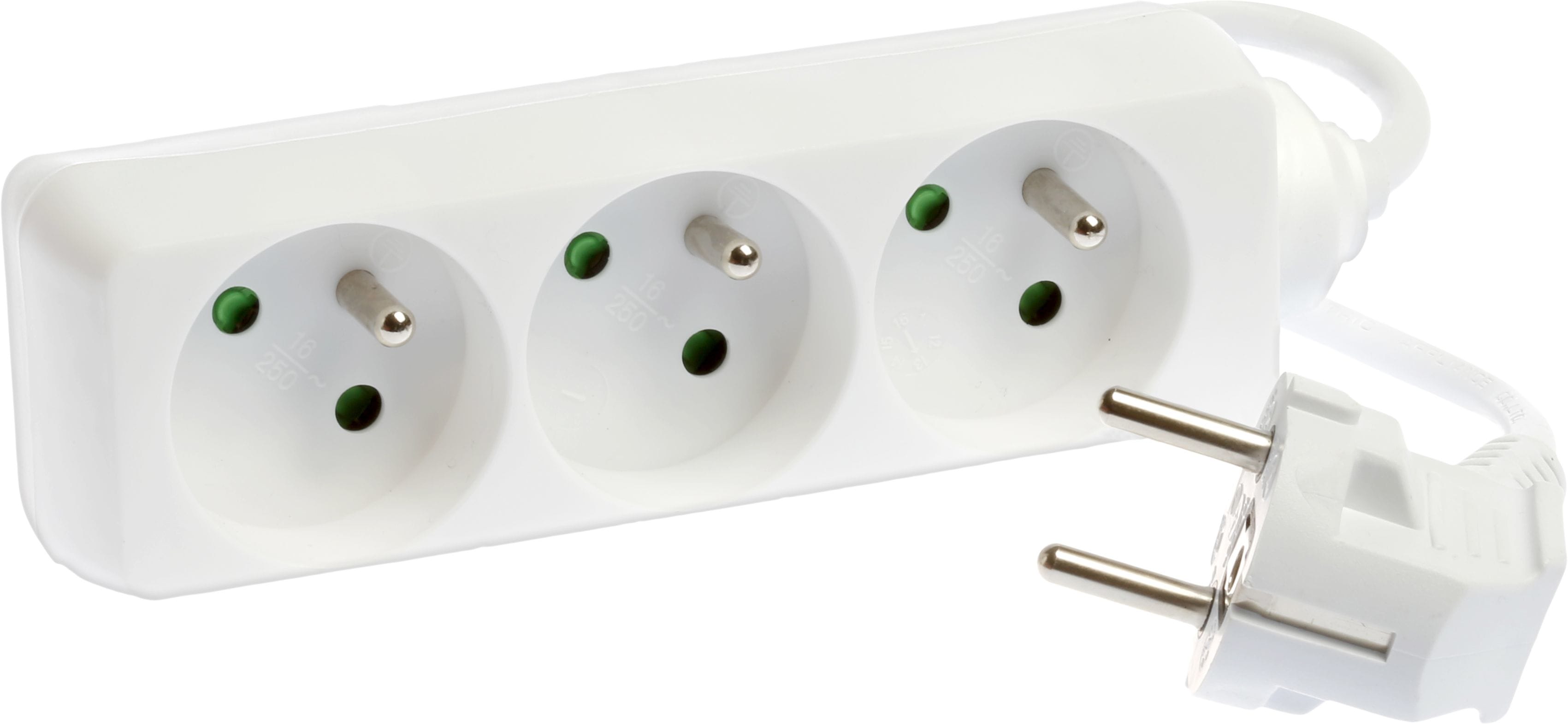 Eur Ohm - Bloc3pr.2P+T blanc s.int 3G1mm² 1m