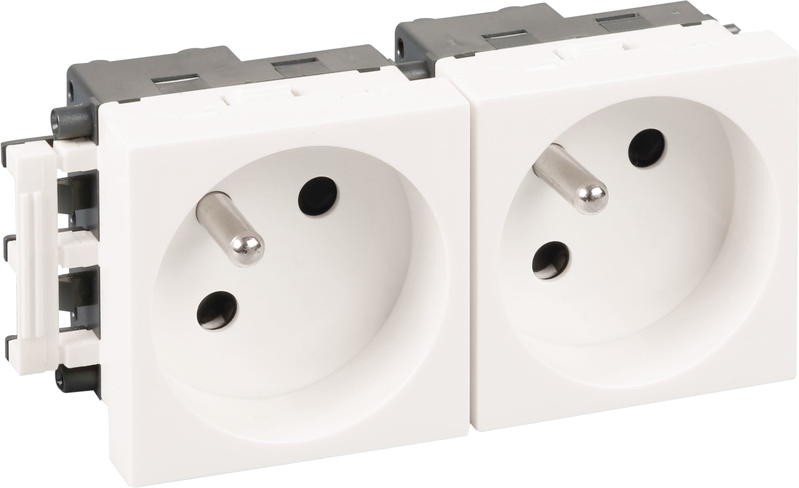 Eur Ohm - Bloc 2 prises 2P+T blanche
