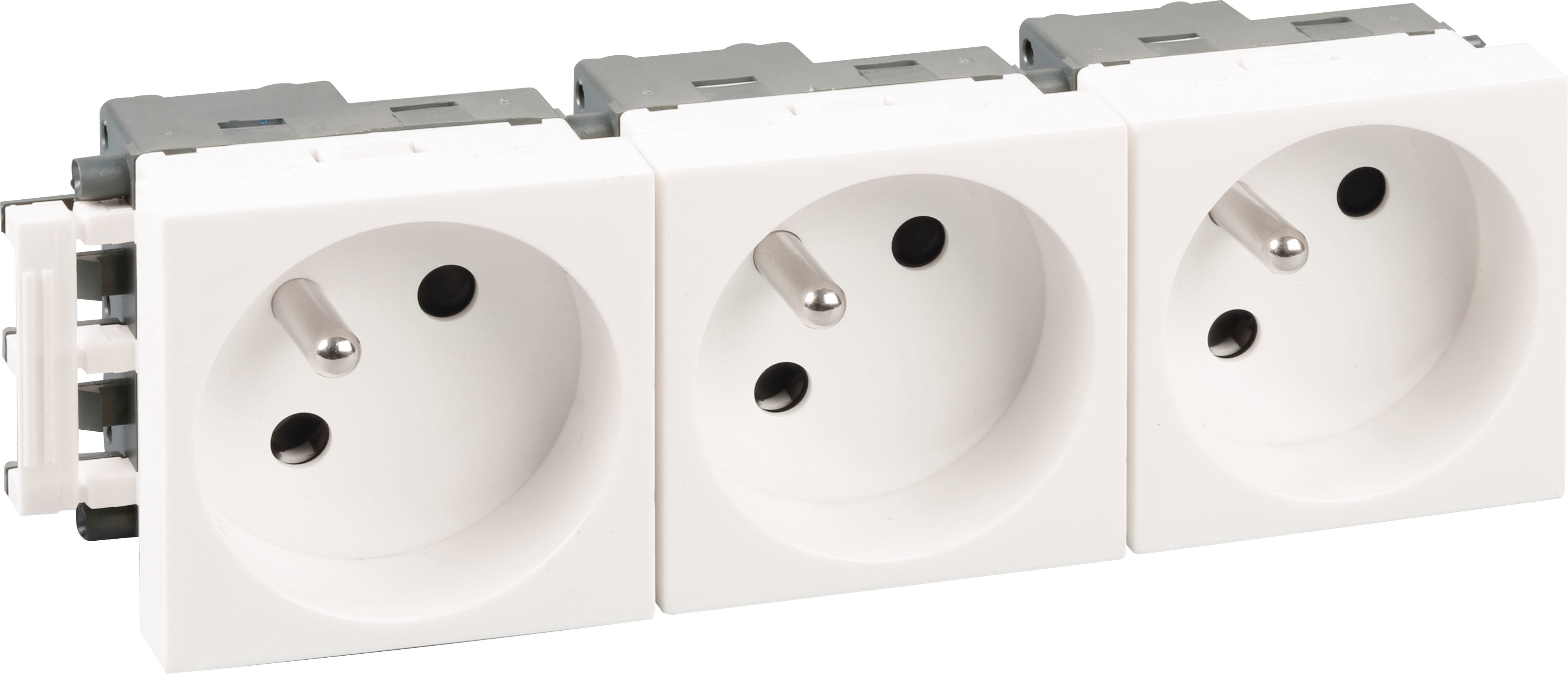 Eur Ohm - Bloc 3 prises 2P+T blanche