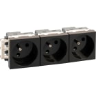 Eur Ohm - Bloc 3 prises 2P+T noire
