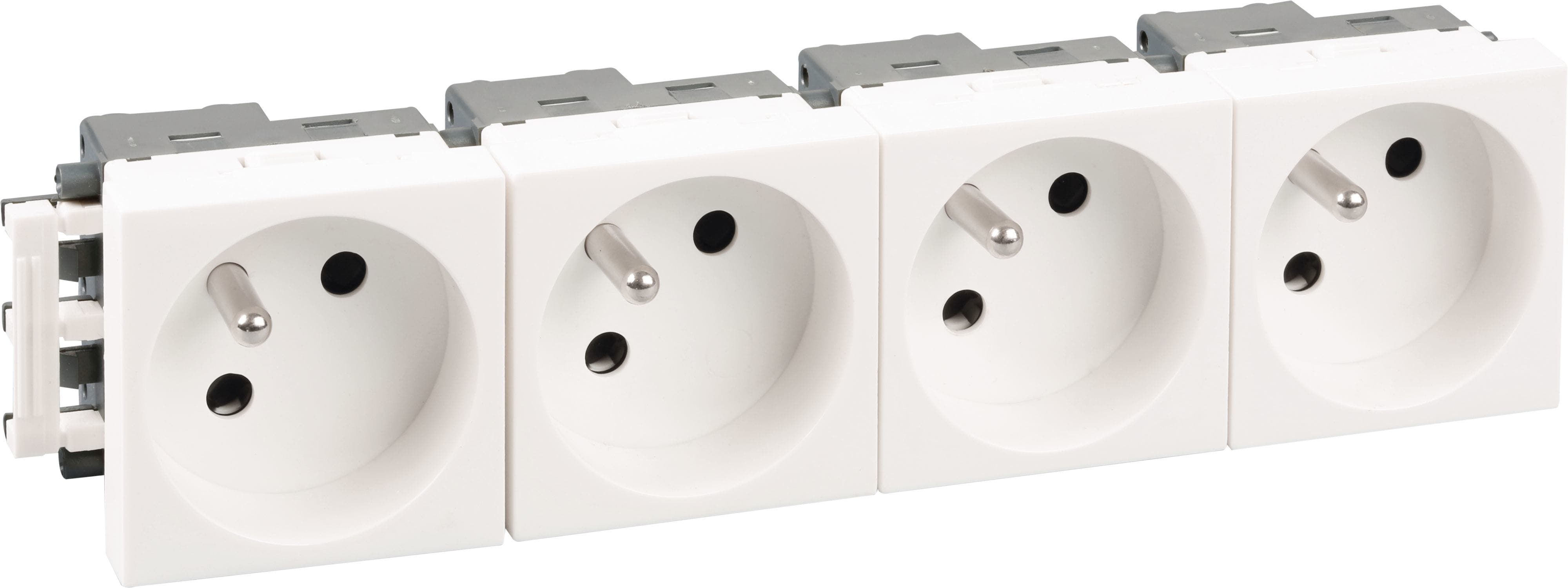 Eur Ohm - Bloc 4 prises 2P+T blanche