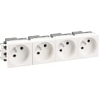 Eur Ohm - Bloc 4 prises 2P+T blanche