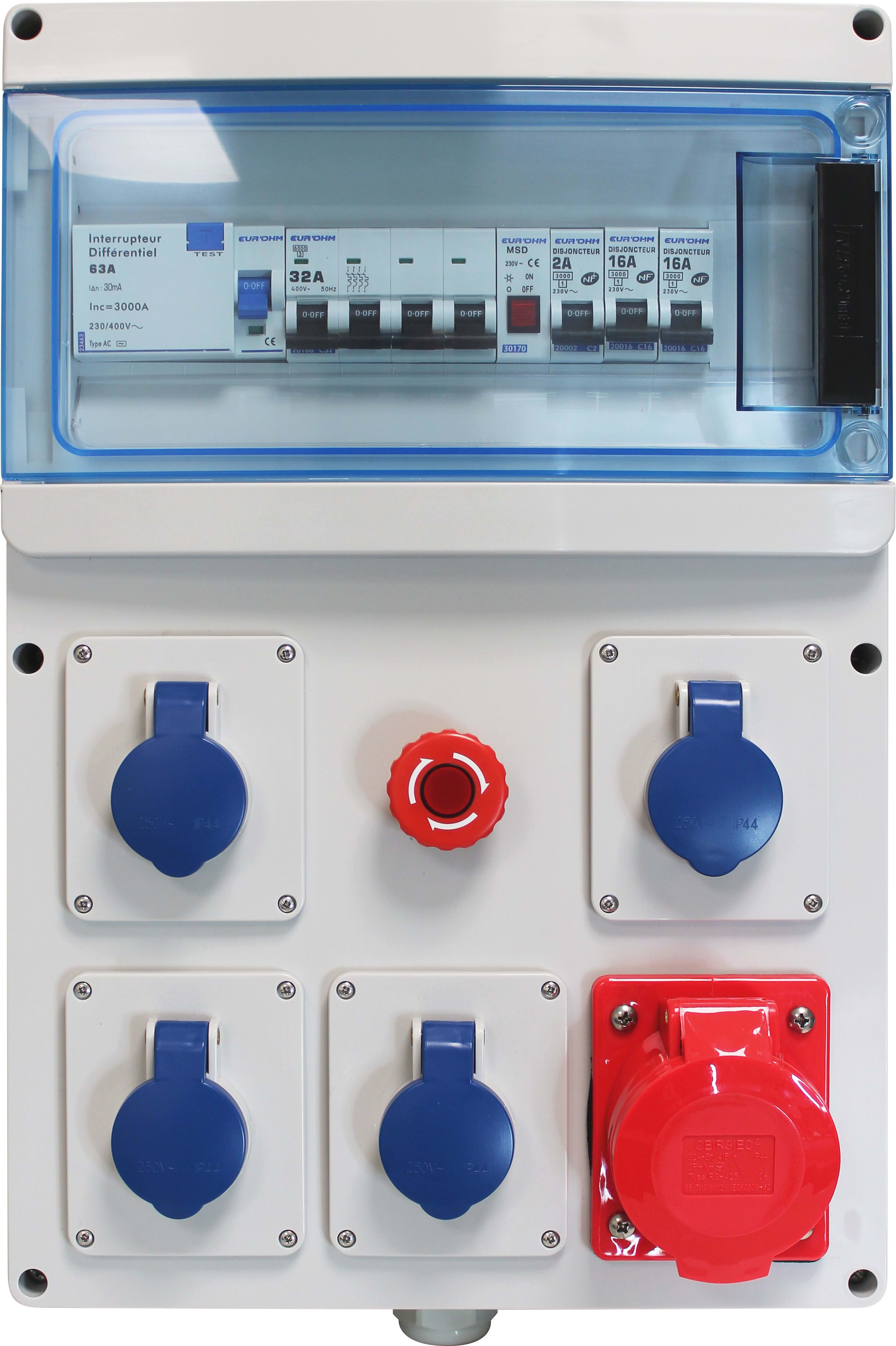 Eur Ohm - Coff.chant. 4PC 16A 2P+T 230V + 1PC 16A 3P+N+T 400V CEI309