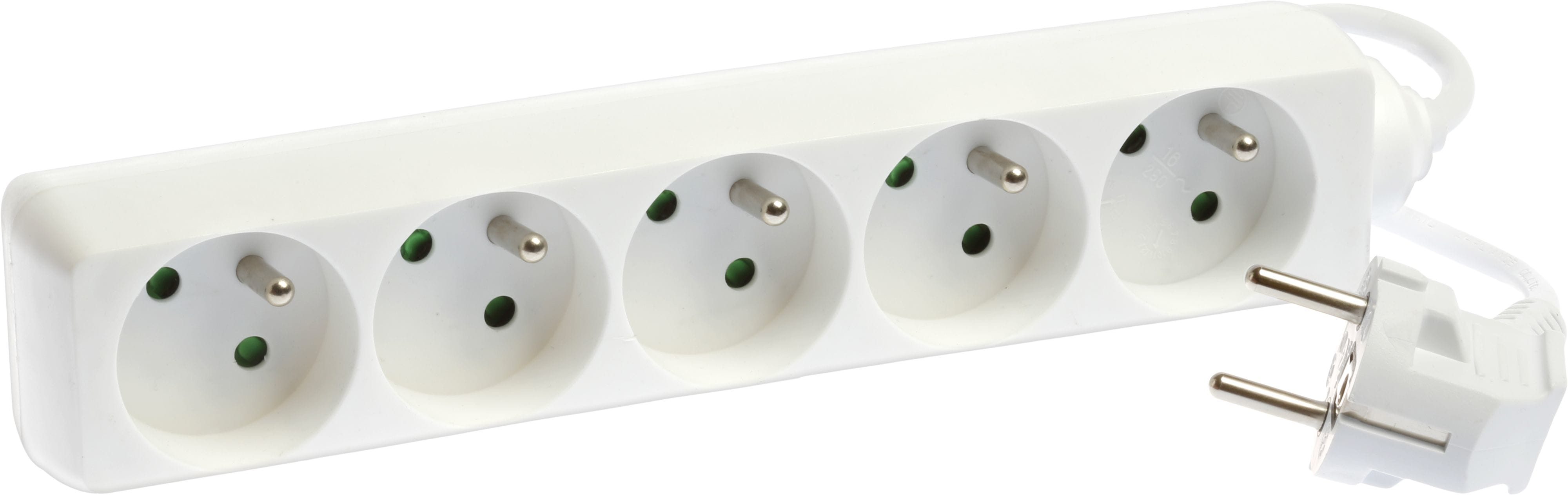 Eur Ohm - Bloc5pr.2P+T blanc s.int 3G1,5 1,5m