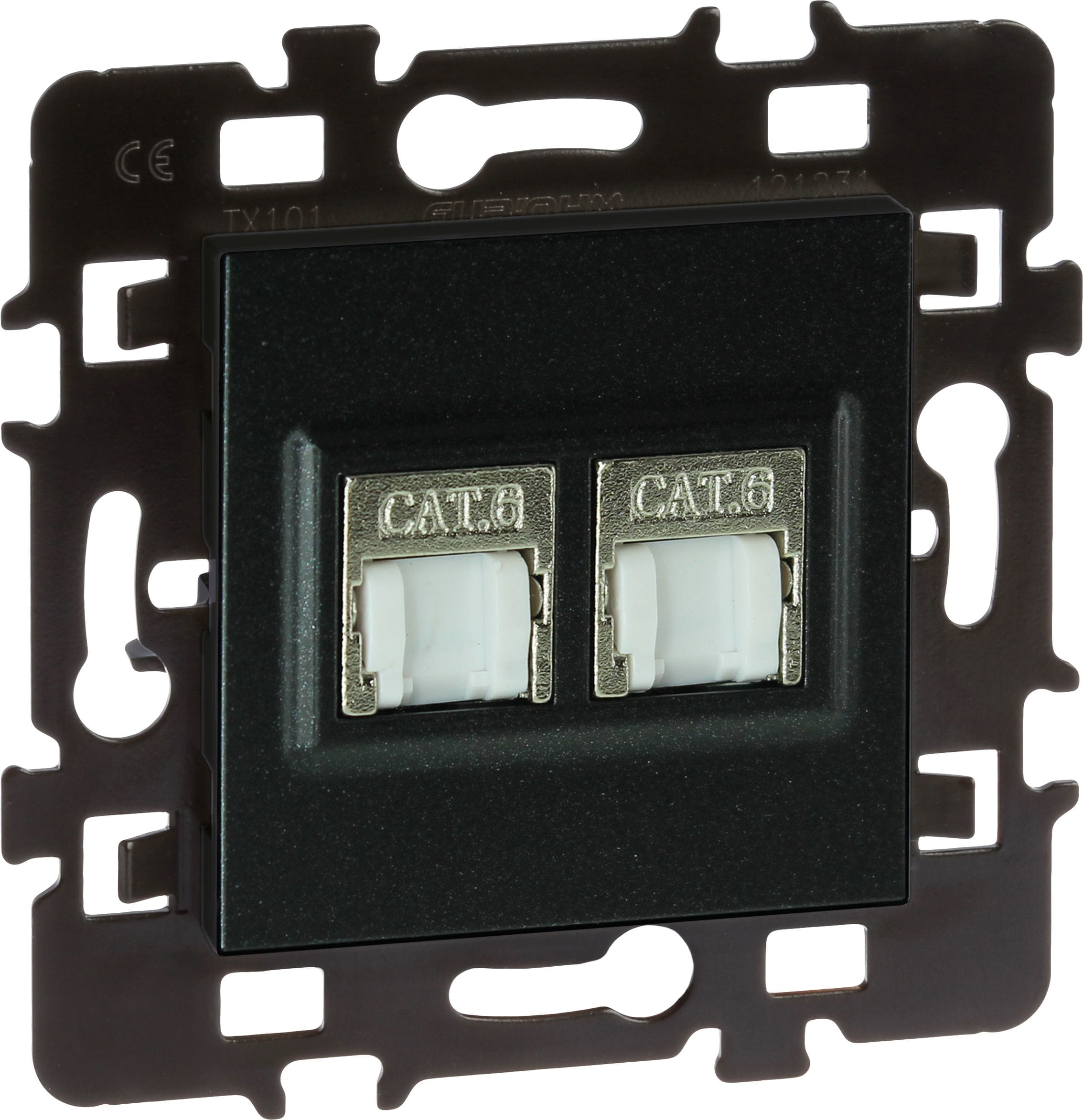 Eur Ohm - Double RJ45 Cat 6 STP Gr. 3 Multi-services anthr.