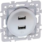 Eur Ohm - SQUARE chargeur dble USB A 5,5V SILVER