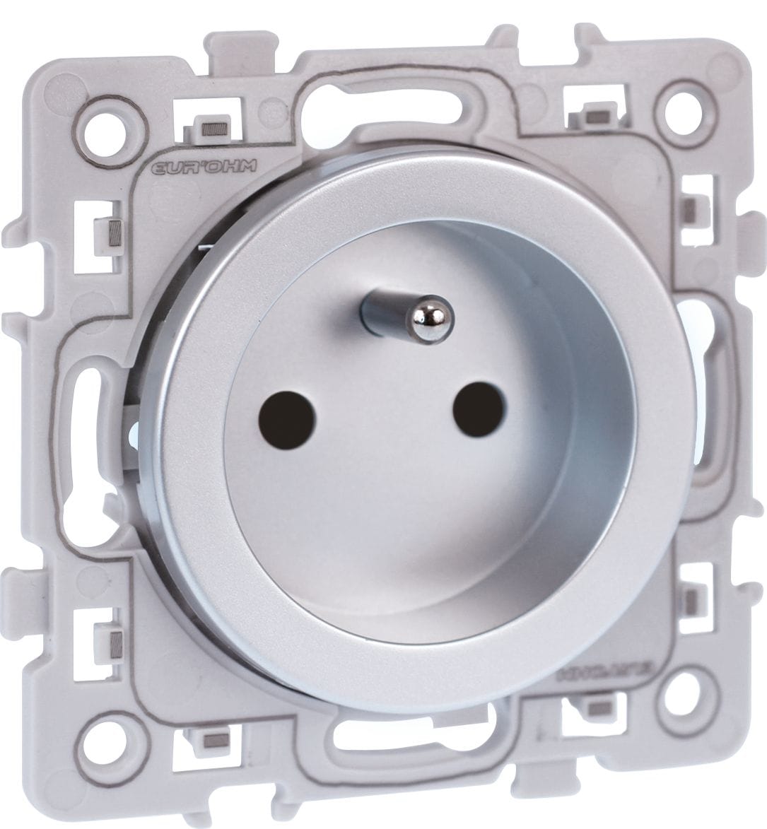 Eur Ohm - SQUARE PC 2P+T SILVER