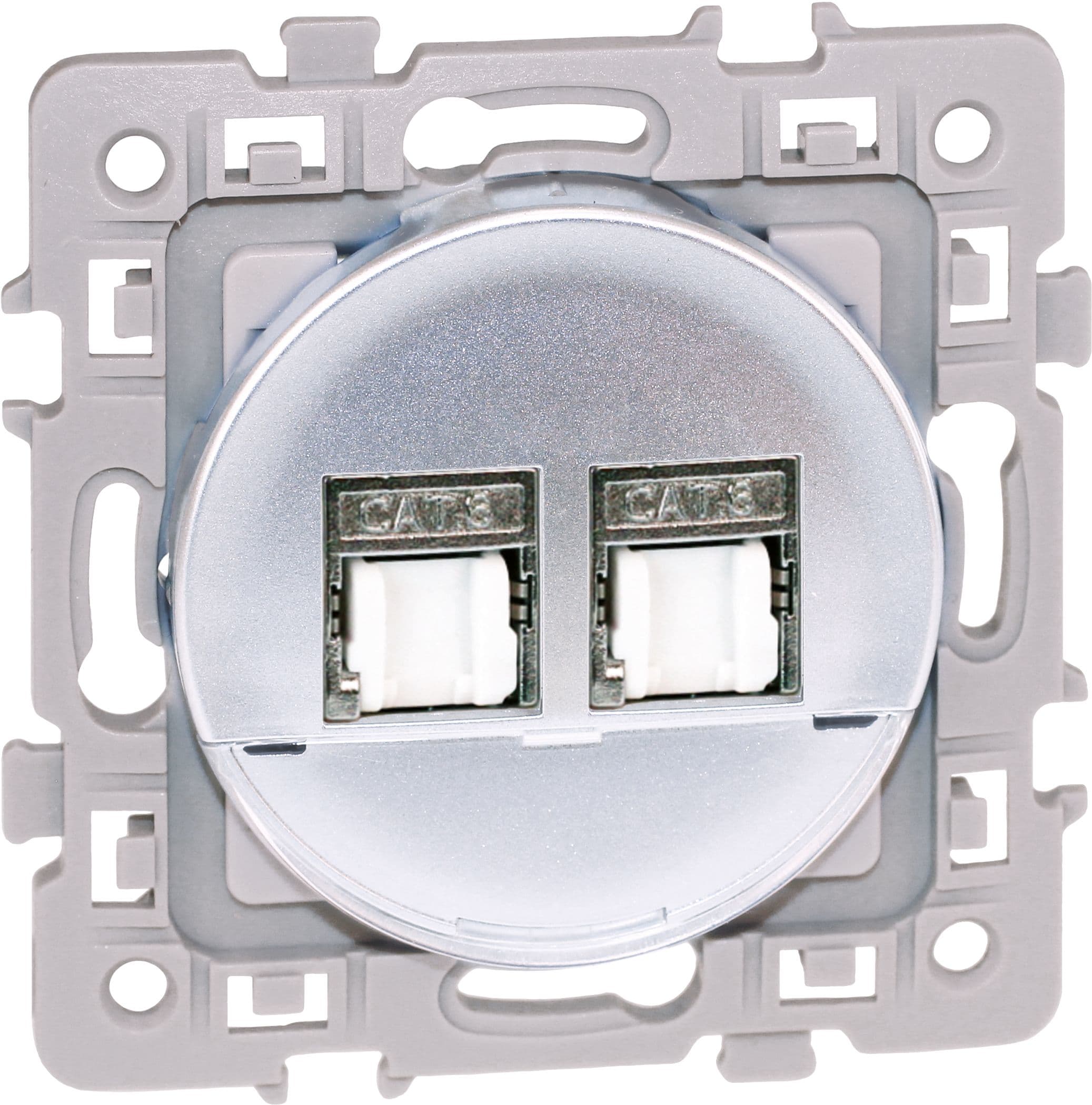 Eur Ohm - SQUARE DBLE RJ 45 CAT6 grade3 multimedia STP SILVER