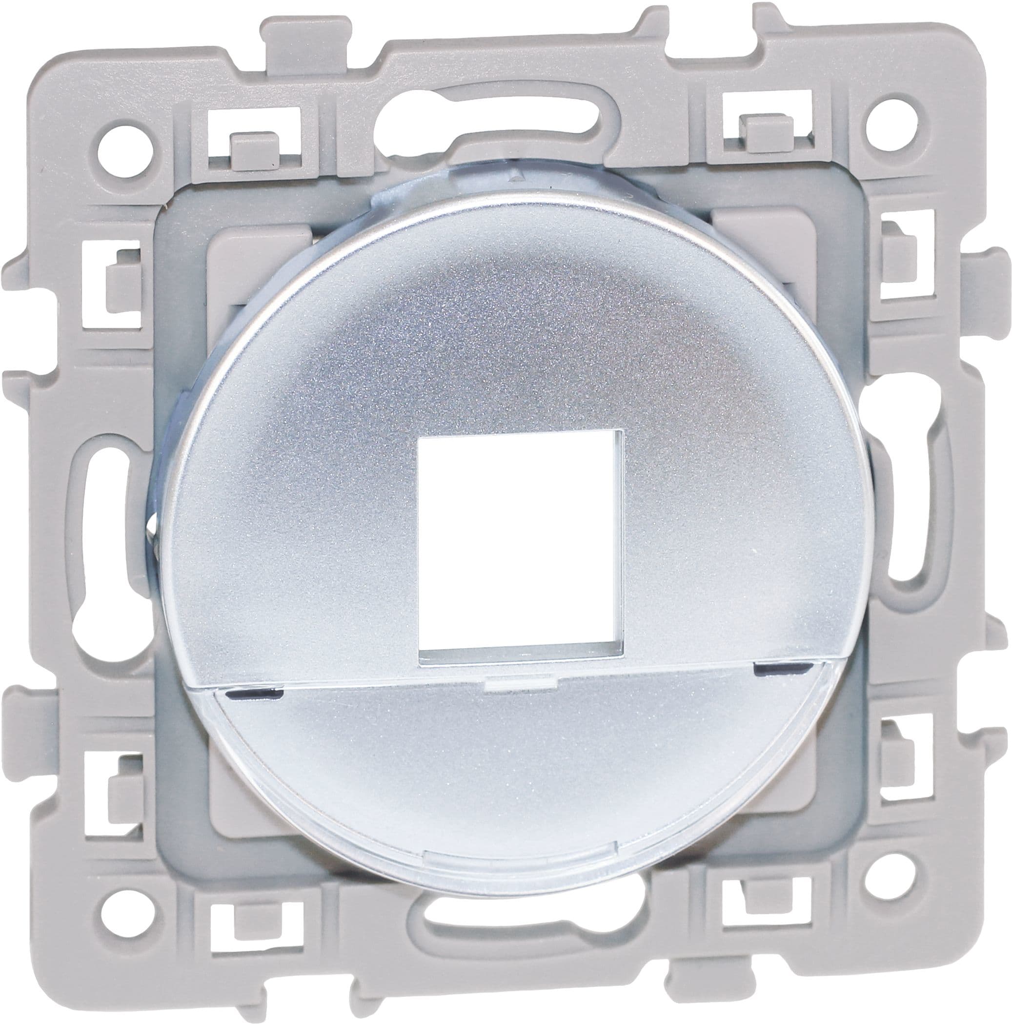 Eur Ohm - SQUARE plastron RJ45 format KEYSTONE SILVER