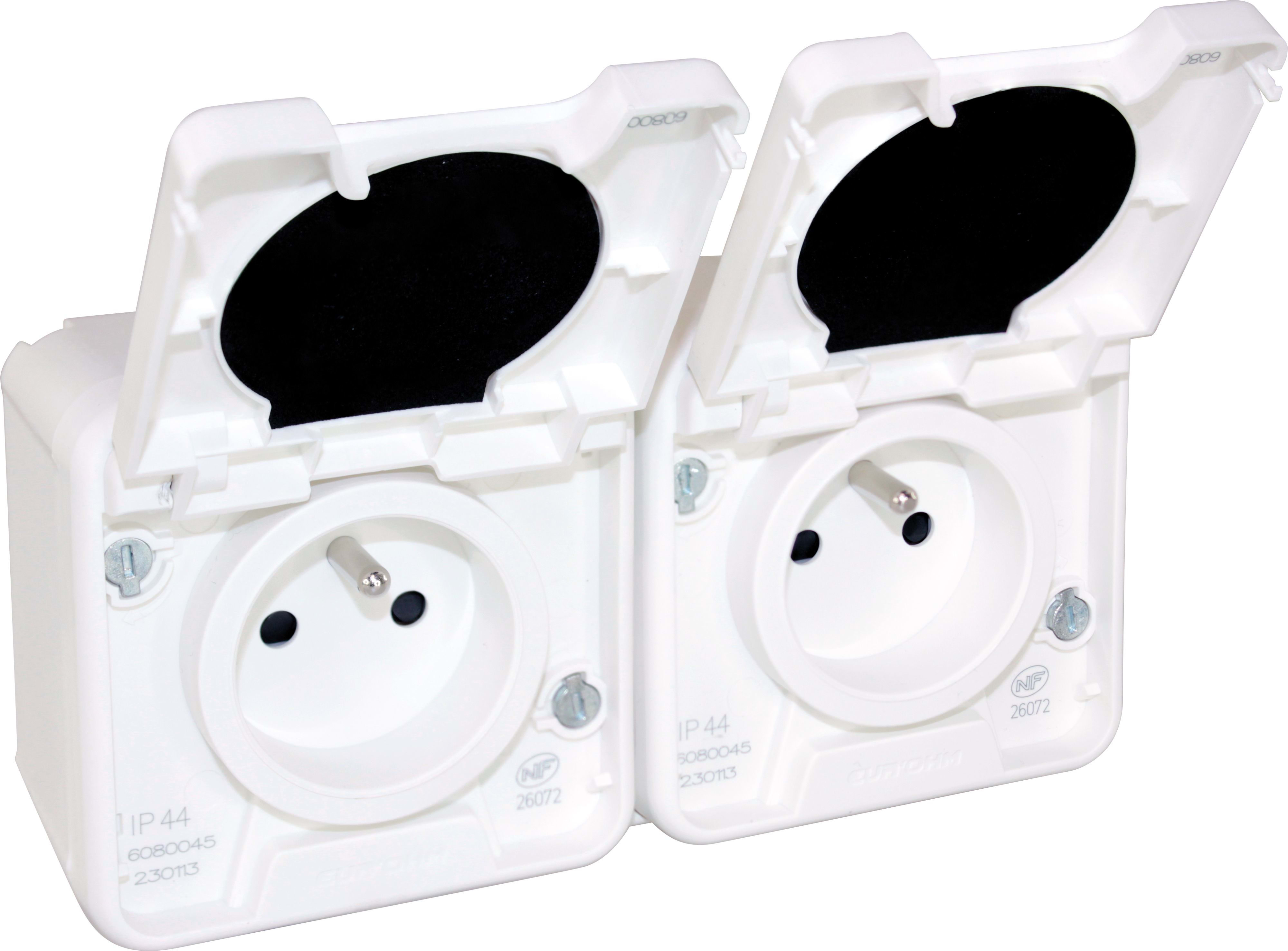 Eur Ohm - OXXO dble PC 2P+T BLANC IP55