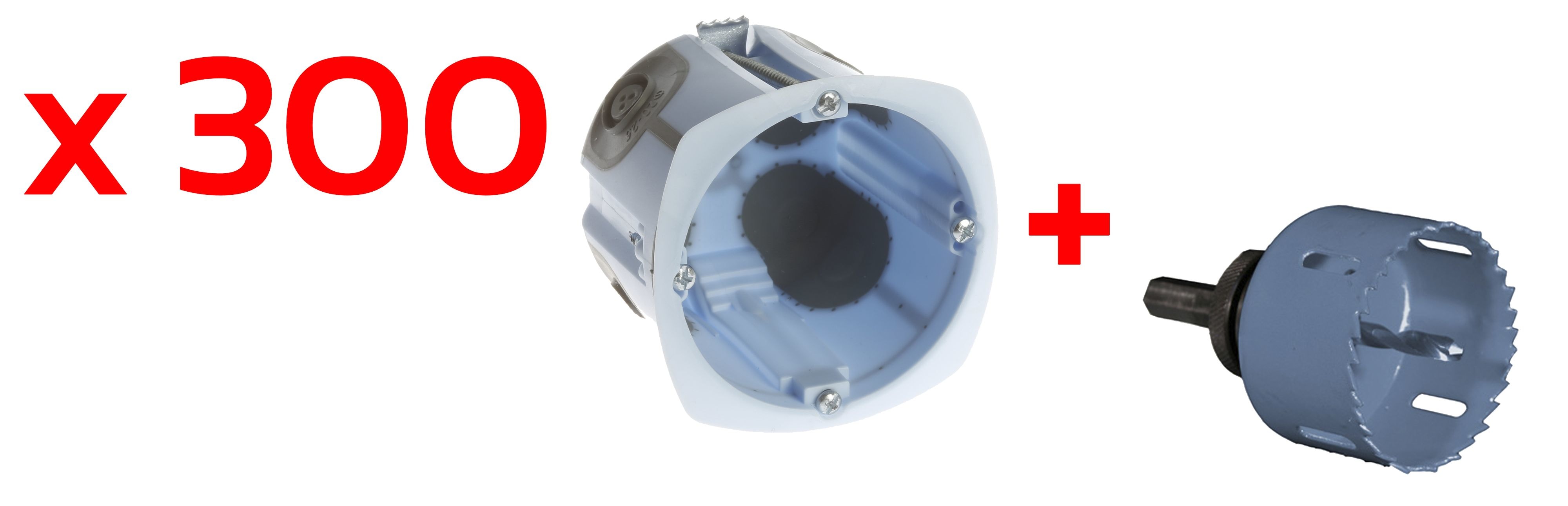 Eur Ohm - Lot de 300 boites Air'metic Prof. 50mm + scie cloche  "TOP CHANTIER"