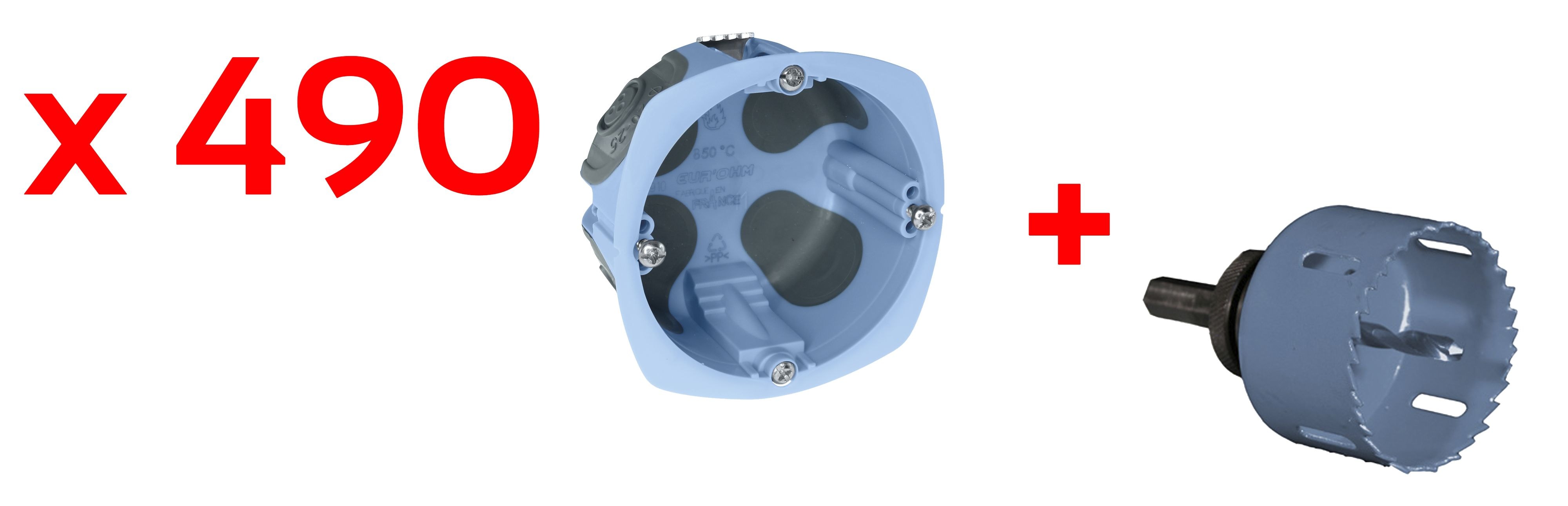 Eur Ohm - Lot de 490 boites Air'metic Prof. 40mm + scie cloche « TOP CHANTIER »
