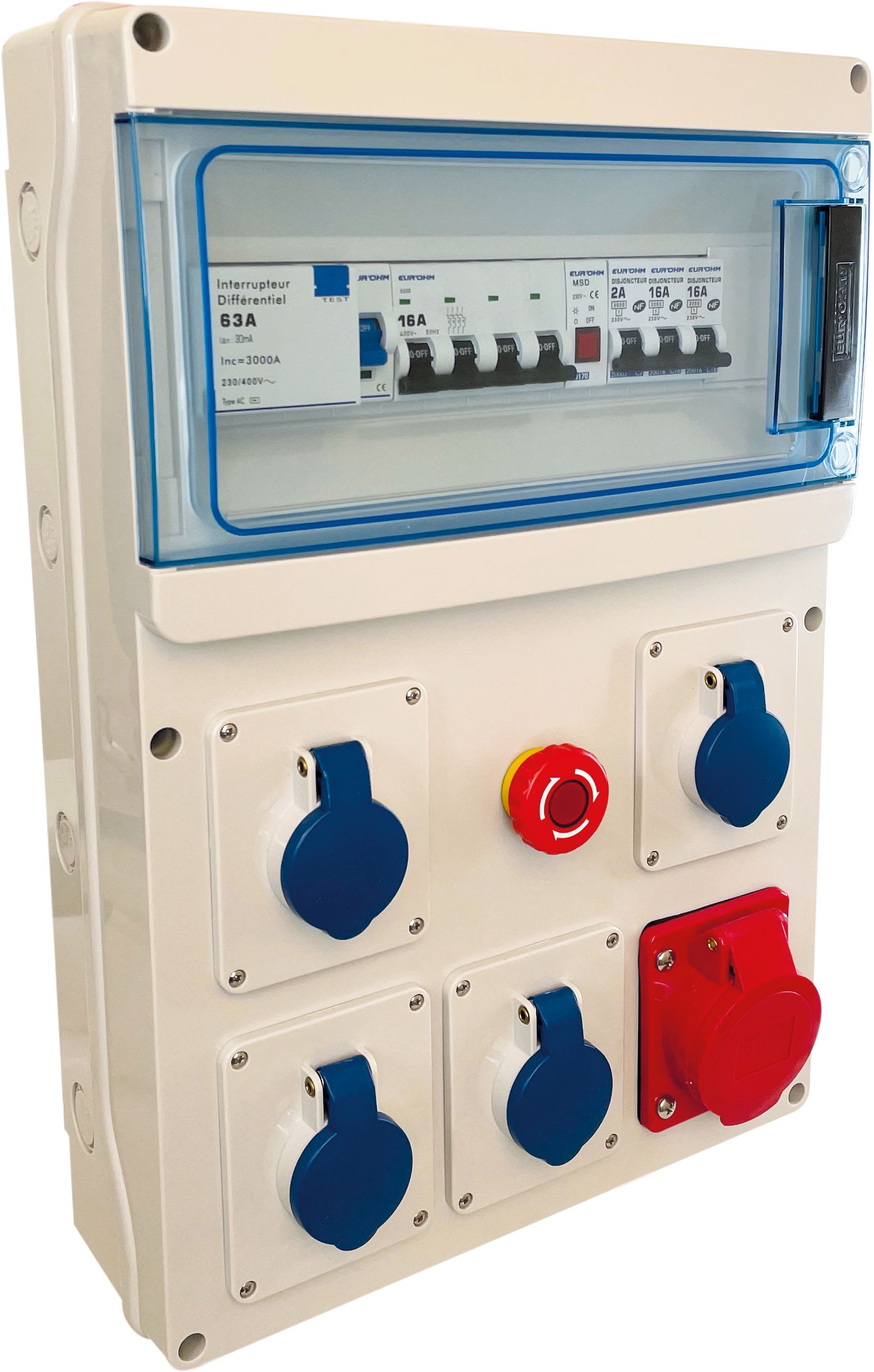 Eur Ohm - Coff.chant. 4PC 16A 2P+T 230V + 1PC 16A 3P+N+T 400V CEI309