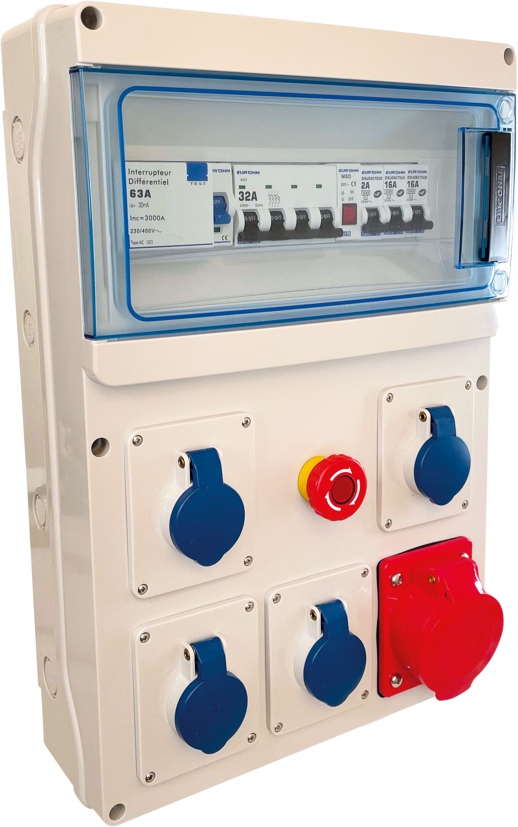 Eur Ohm - Coff.chant. 4PC 16A 1P+N 230V + 1PC 32A 3P+N+T 400V CEI309
